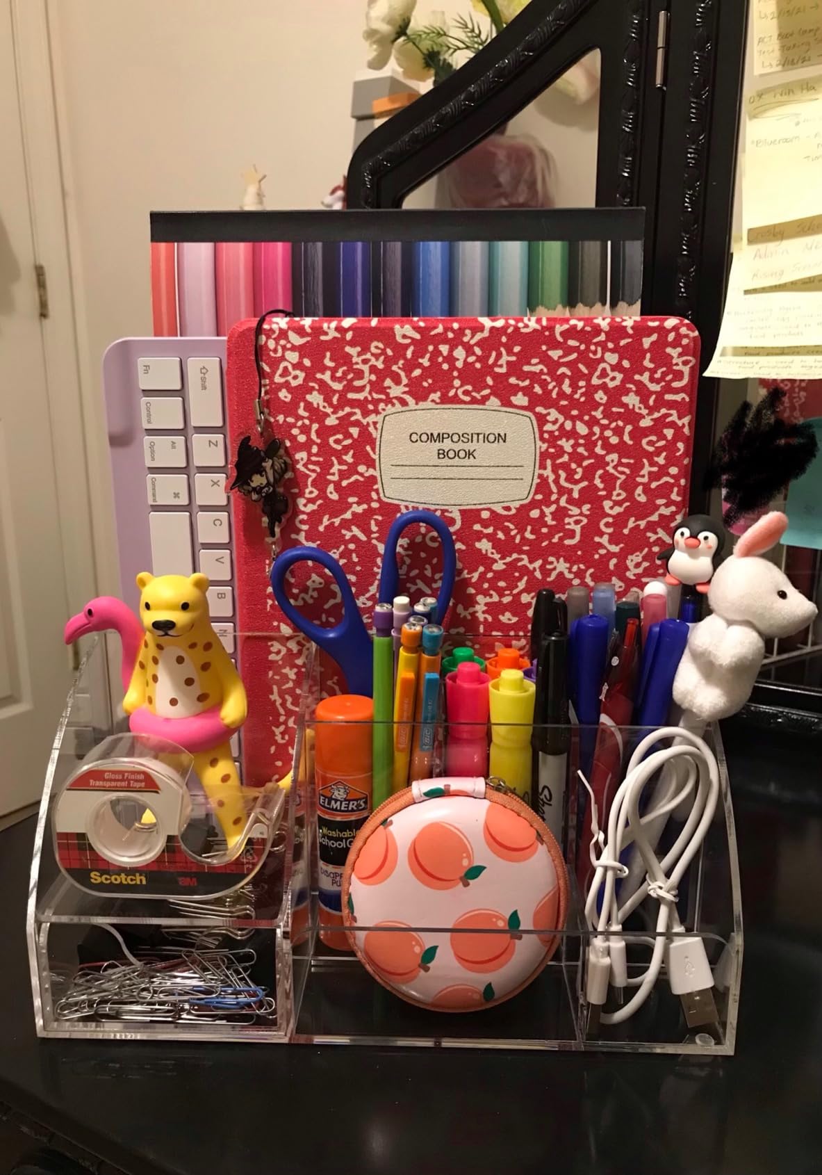 My Space Organizers Clear Acrylic Desk Organizer, 9 Compartments, Office Supplies and Desk Accessories Organizer, Home Decor Desktop Organizer (Clear) customer photo 2