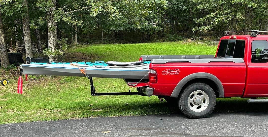 ECOTRIC Truck Bed Hitch Extender 2 in 1 Design Foldable Extension Pick Up Rack Canoe Boat Kayak Lumber w/Flag customer photo 1