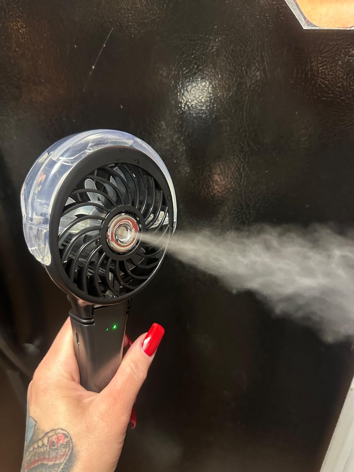 HandFan Upgraded Portable Handheld Misting Fan, Rechargeable Personal Mister Fan, Spray Water Mist Fans, Foldable Mini Cooling Hand Fans for Summer Beach Travel Concerts (Royal Blue) customer photo 1