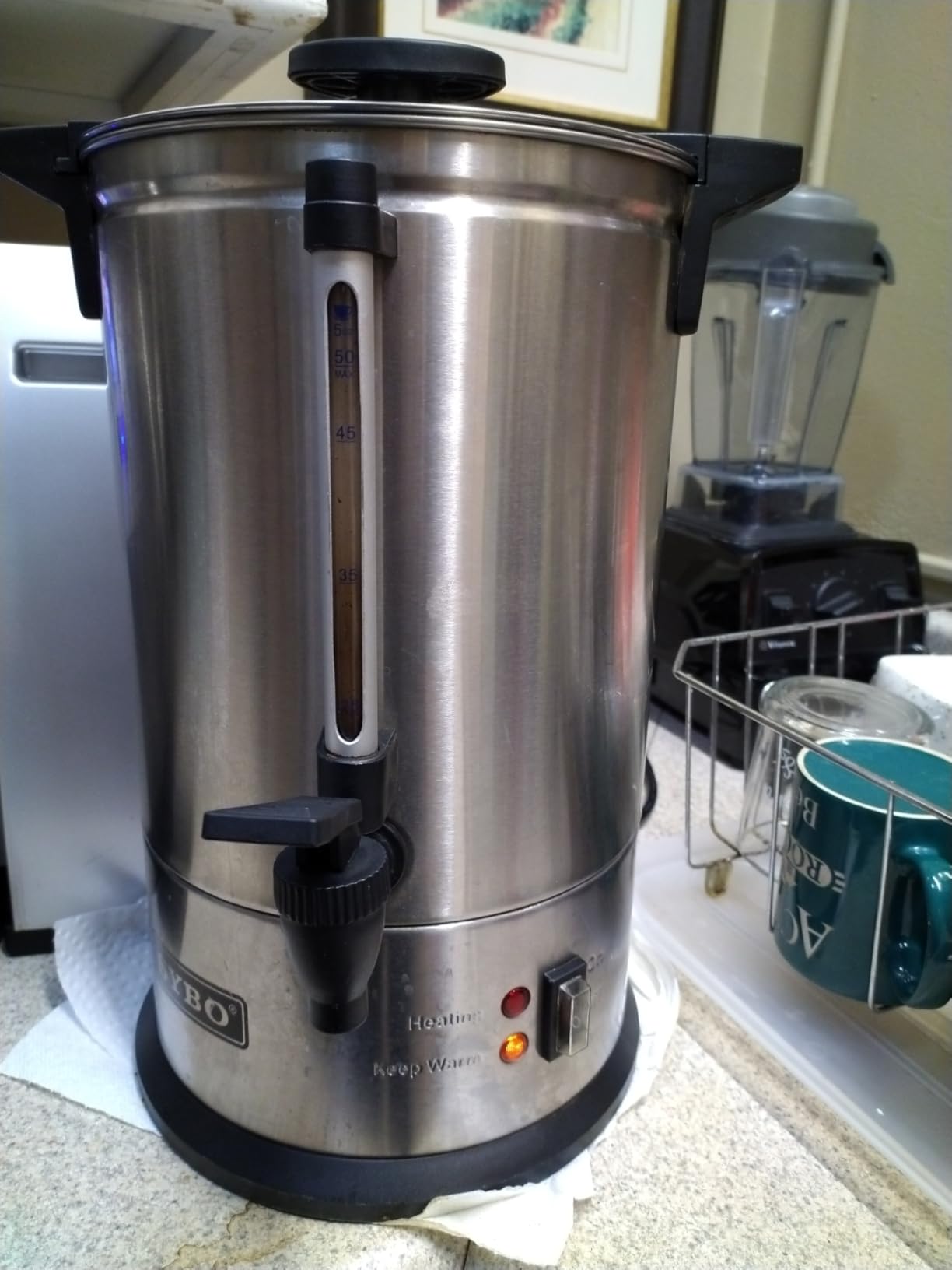 SYBO SR-CP-100B Commercial Grade Stainless Steel Percolate Coffee Maker Hot Water Urn for Catering, 100-Cup 16 L, Metallic customer photo 1