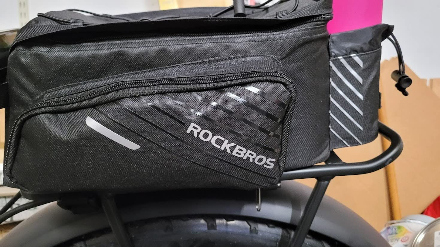ROCKBROS 15L Bike Rear Rack Bag Pannier Trunk Bag with Rain Cover | Large Capacity Storage Bag Detachable Shoulder Strap Bicycle Trunk Rear Rack Bag Fits All Bikes E-bikes for Daily Cycling customer photo 1