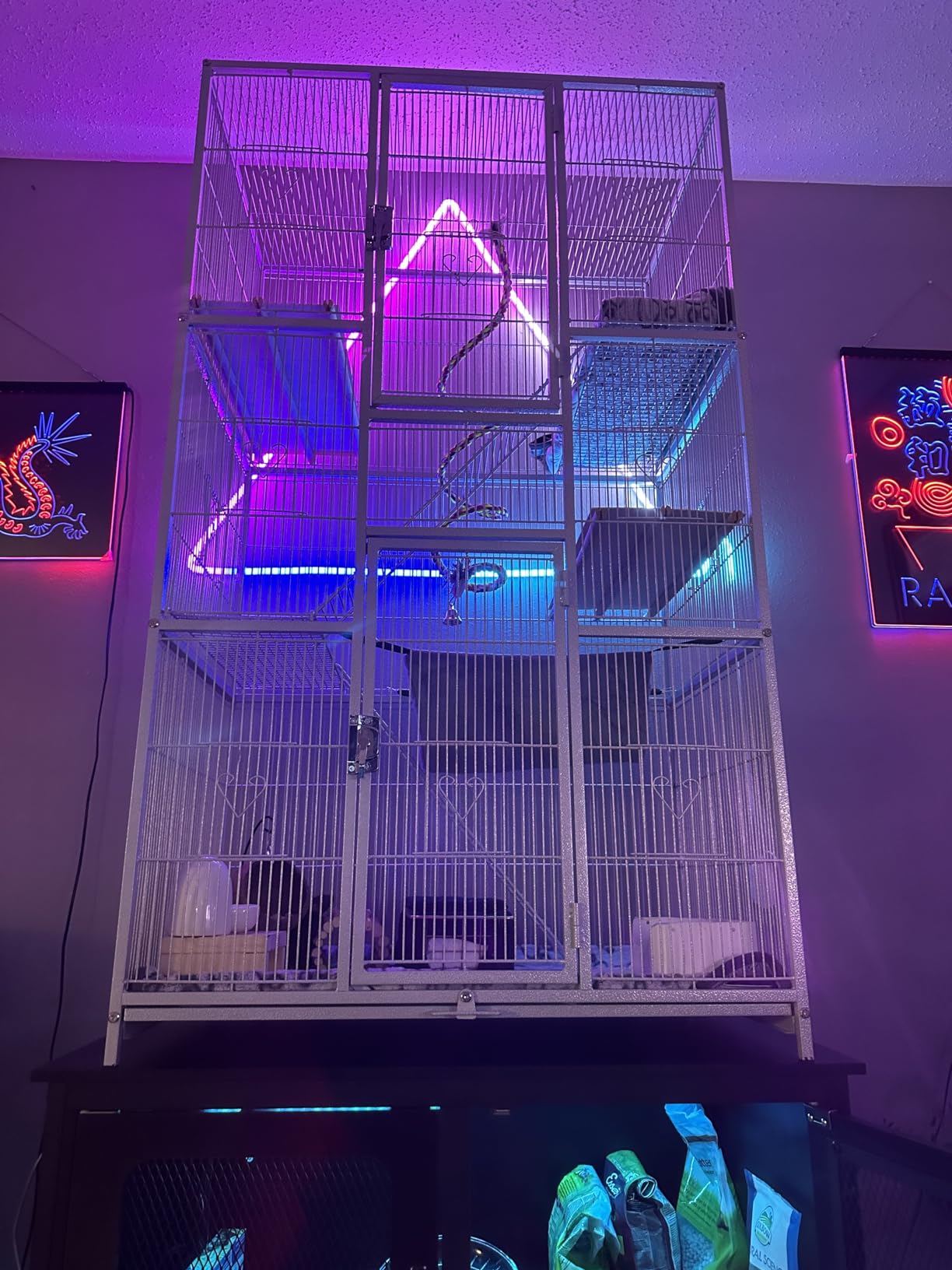 Yaheetech 69-Inch Extra Large Wrought Iron 3 Levels Ferret Chinchilla Sugar Glider Squirrel Small Animal Cage with Cross Shelves and Ladders, Black customer photo 1