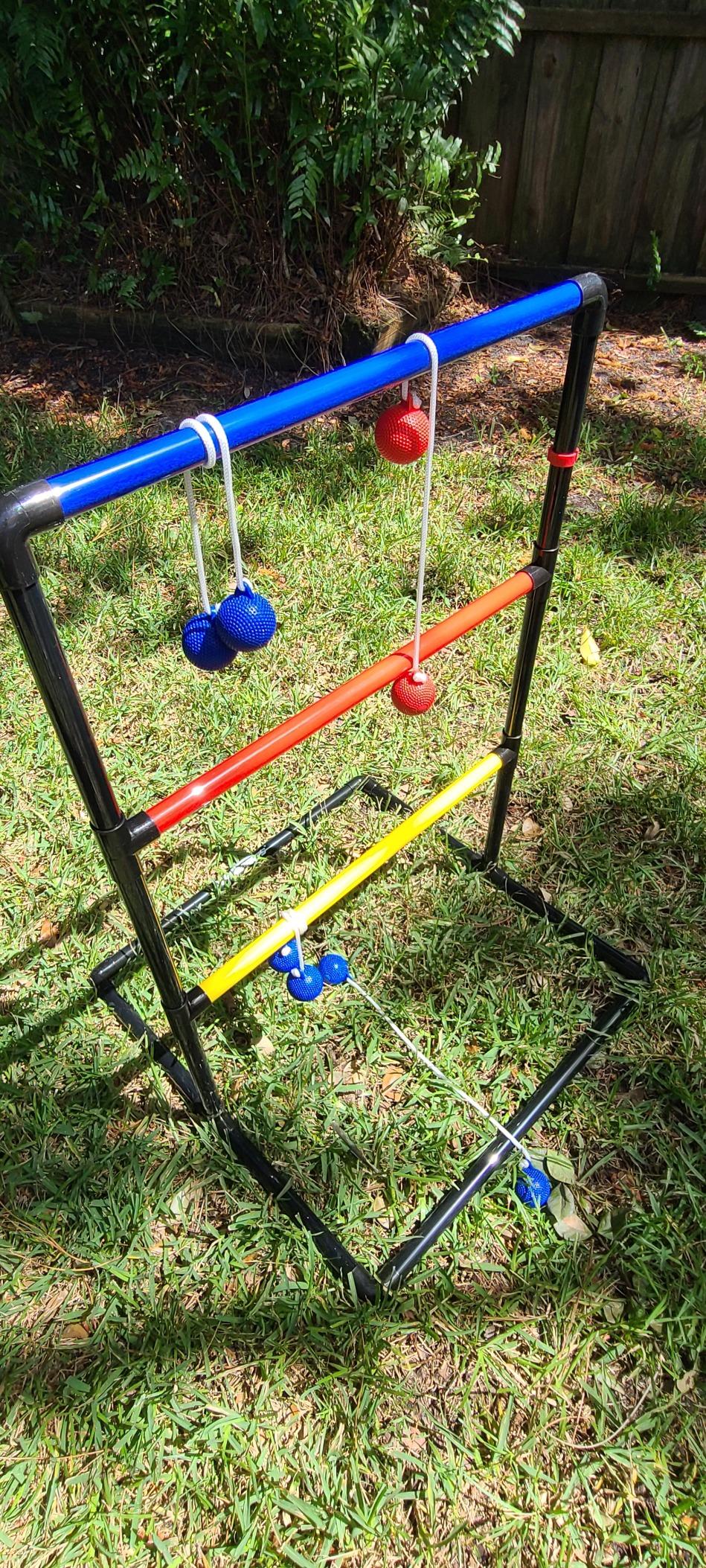 Ladder Toss Outdoor Game Set - Win SPORTS Indoor Ladder Ball Toss Game with 6 Weighted Bolos, Carrying Case and Sand Weighted PVC Piping,Games for Adults, Kids, Family customer photo 1