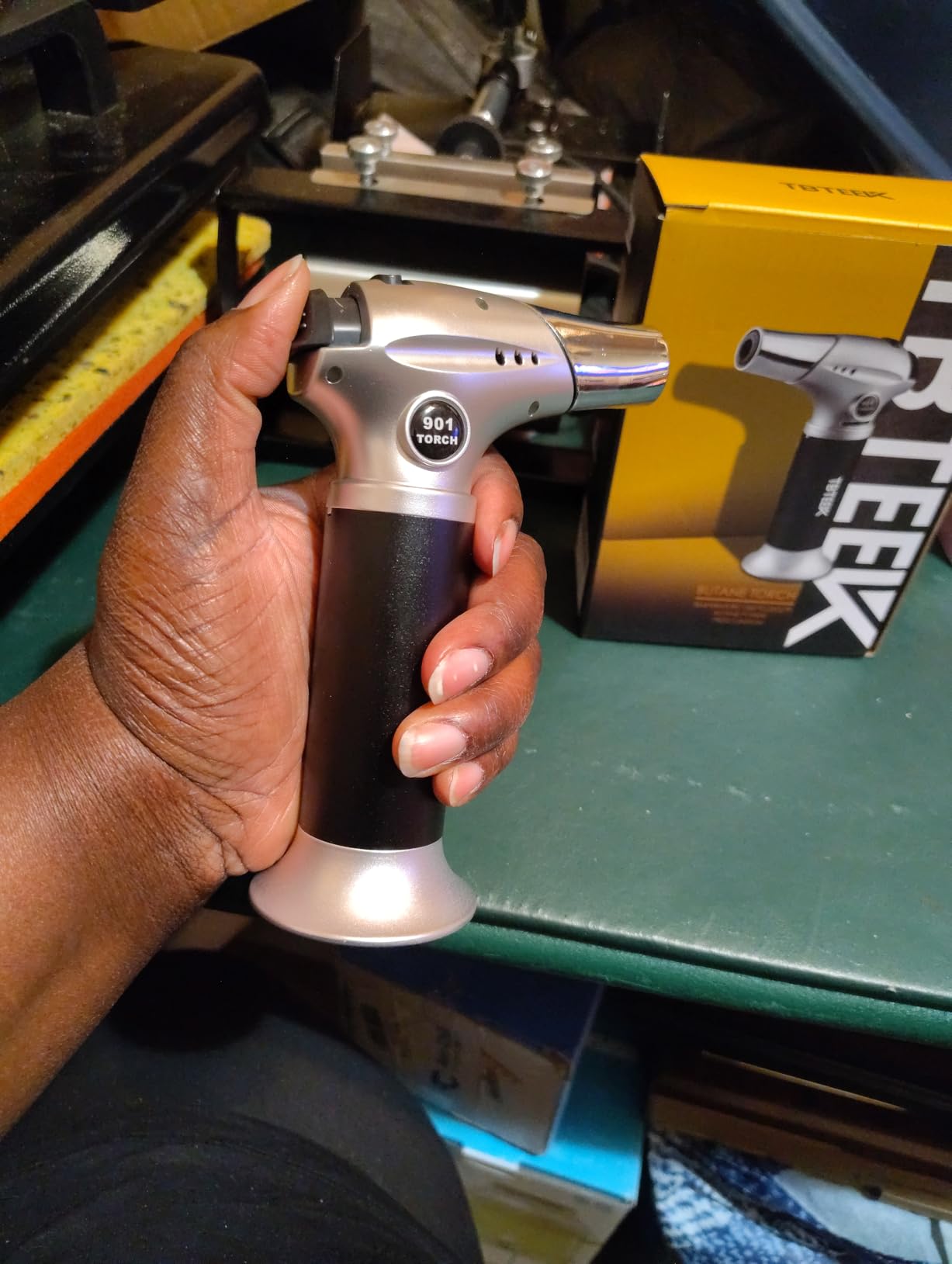 TBTEEK Butane Torch, Kitchen Torch Cooking Torch with Safety Lock & Adjustable Flame for Cooking, BBQ, Baking, Brulee, Creme, DIY Soldering(Butane Not Included) customer photo 1