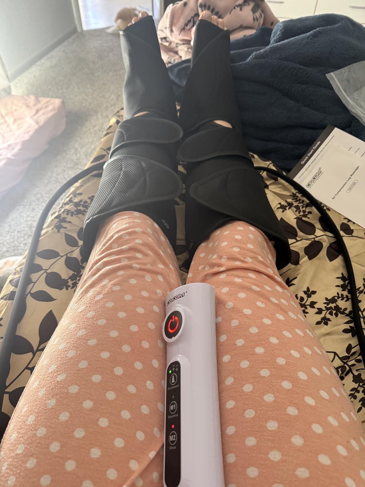 CINCOM Leg Massager for Circulation and Pain Relief, Air Compression Calf Foot Leg Massagers with Handheld Controller, Legs Circulation Machine customer photo 1