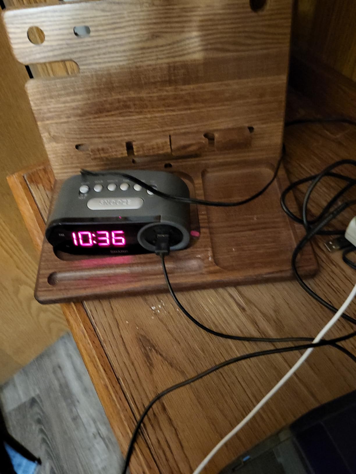 BarvA Two Phone Docking Station | Night Stand Desk Organizer | Wood Nightstand Organizer | Tablet Smart Watch Earbuds Charging Station | Upgraded Dresser Phone Stand | Bed Room Decor Gifts for Men customer photo 1
