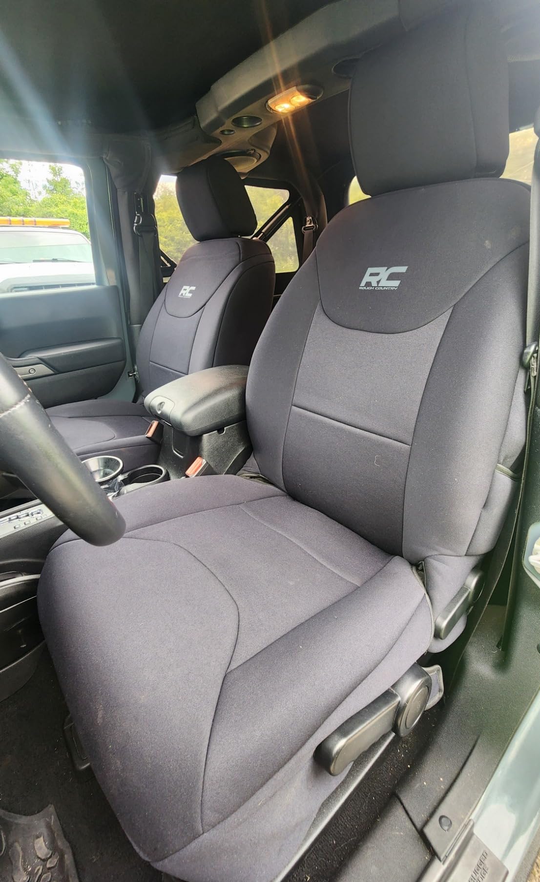 Rough Country Neoprene Front Seat Covers for Jeep Wrangler JK 4-Door (2013-2018) - Waterproof & UV Resistant, Foam Padded, Front Seat Cover Set customer photo 2