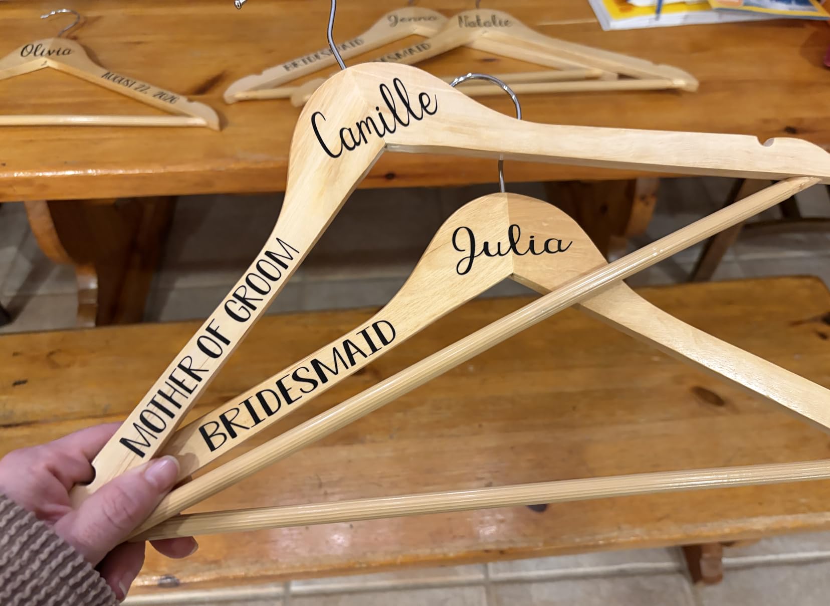 HOUSE DAY Wooden Hangers 20 Pack, Solid Wood Hanger with Non Slip Pant Bar, Heavy Duty Wooden Coat Hanger for Closet, Smooth Finish Wood Clothes Hangers for Shirts, Suits, Jackets, Dresses, Natural customer photo 1