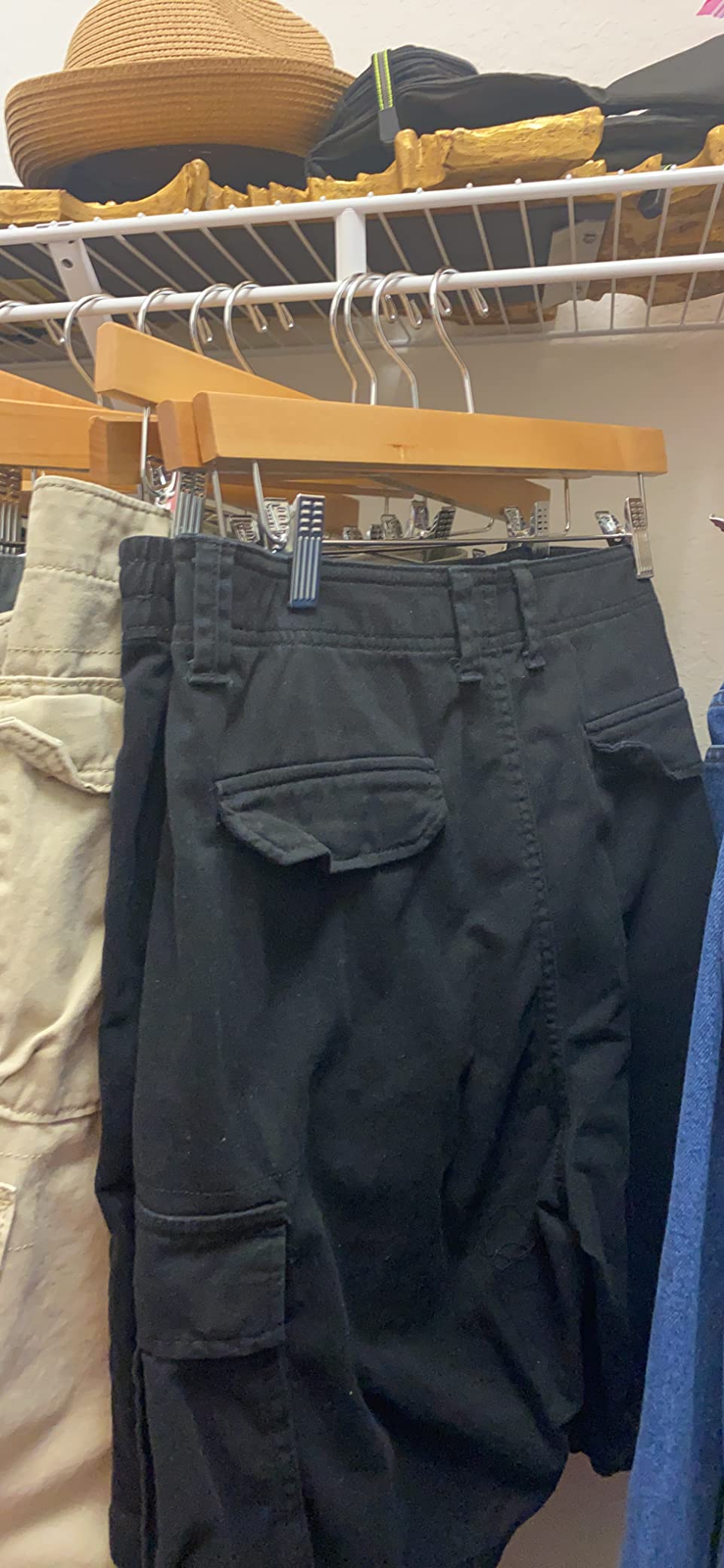 Amber Home 24 Pack Natural Wooden Pants Hangers with Clips, Wood Skirt Hanger Trouser Hangers for Jeans, Slacks, Shorts with 2-Adjustable Clips customer photo 2