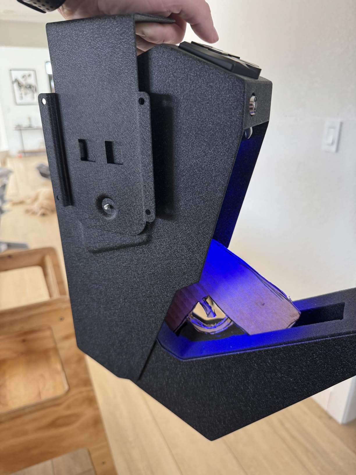 RPNB Mounted Gun Safe, California DOJ Certified Handgun Safe, Auto Open Lid Smart Pistol Safe with Biometric Fingerprint or Keypad Lock customer photo 1