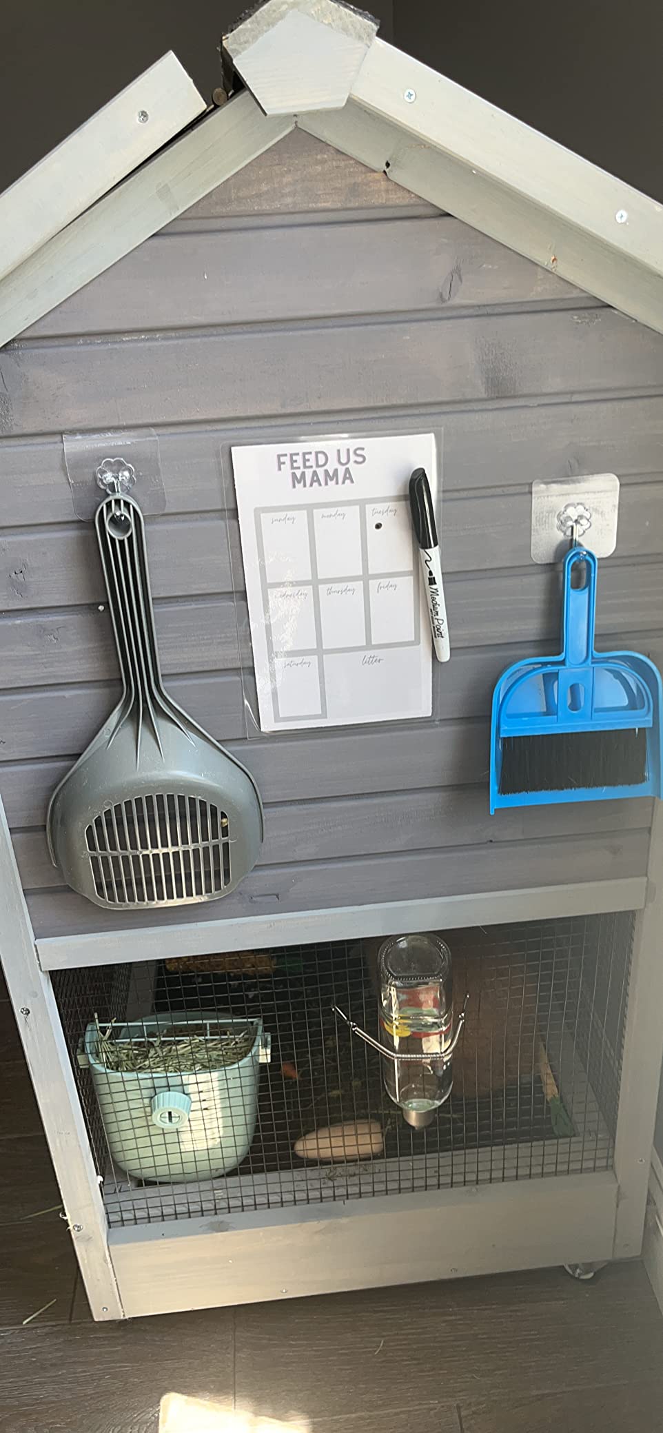 Aivituvin [Upgrade Version] Rabbit Hutch Bunny Hutch, Rabbit Cage with Two No Leak Trays, Indoor & Outdoor Waterproof Cage for Bunny, Upgraded Bottom Wire Netting,Grey,Large, Camel customer photo 2