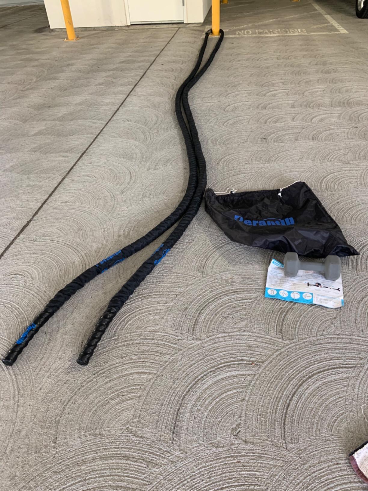 Perantlb Battle Rope With Wear-Resistant Nylon Protective Sleeve - Heavy Battle Rope for Strength Training, Home Fitness Exercise - Anchor Strap Kit Included customer photo 1