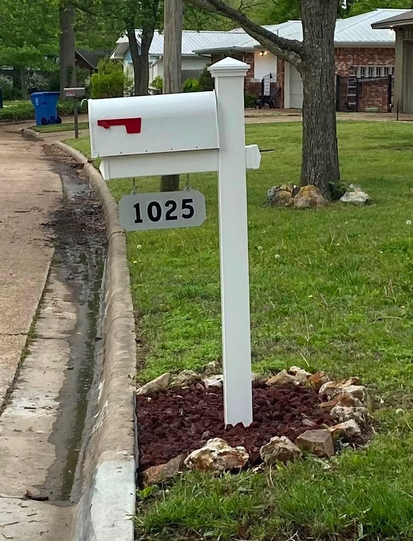 4Ever Products The Jackson Complete Mailbox System - Vinyl/PVC Post (includes Mailbox) Decorative Curbside Postal Solution with Classic Traditional Style and Hanging Address Plate (Black Mailbox) customer photo 2
