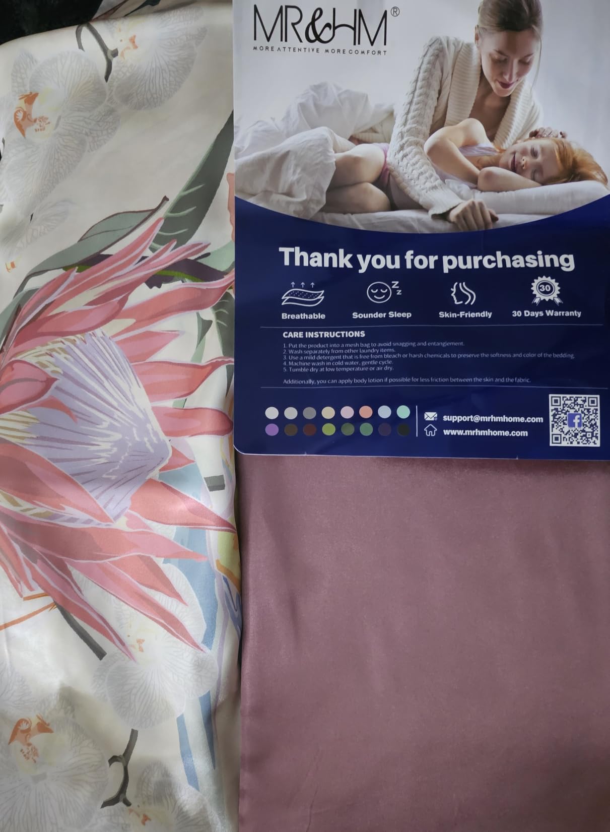 MR&HM Satin Pillowcase for Hair and Skin, Silk Satin Pillowcase 2 Pack, Queen Size Pillow Cases Set of 2, Silky Pillow Cover with Envelope Closure (20x30, Black) customer photo 2