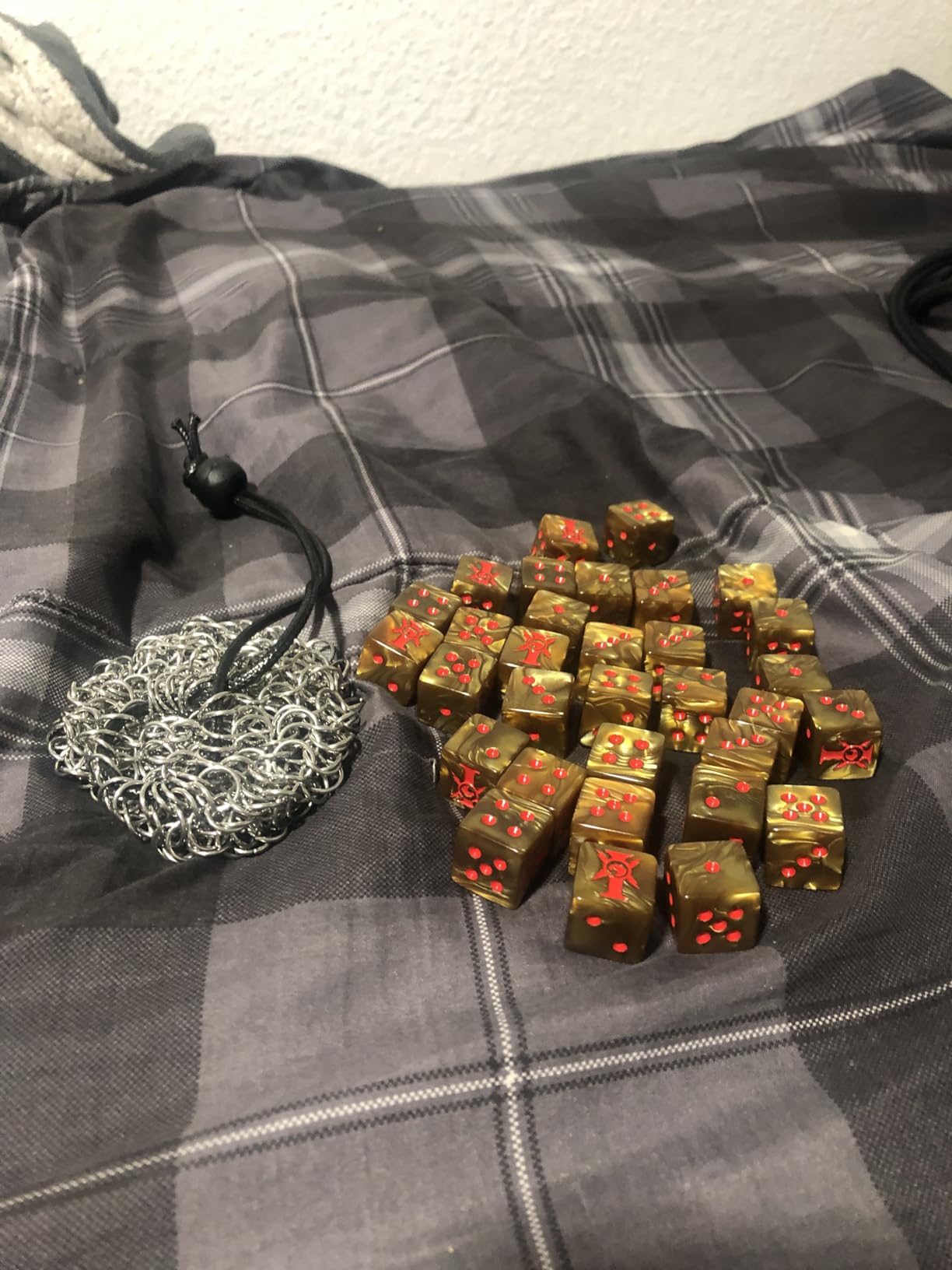 YOUSHARES Drawstring Game Dice Bag - Stainless Steel Chainmail DND Dice Pouch for Metal Polyhedral D&D Dice Set, Coin customer photo 1