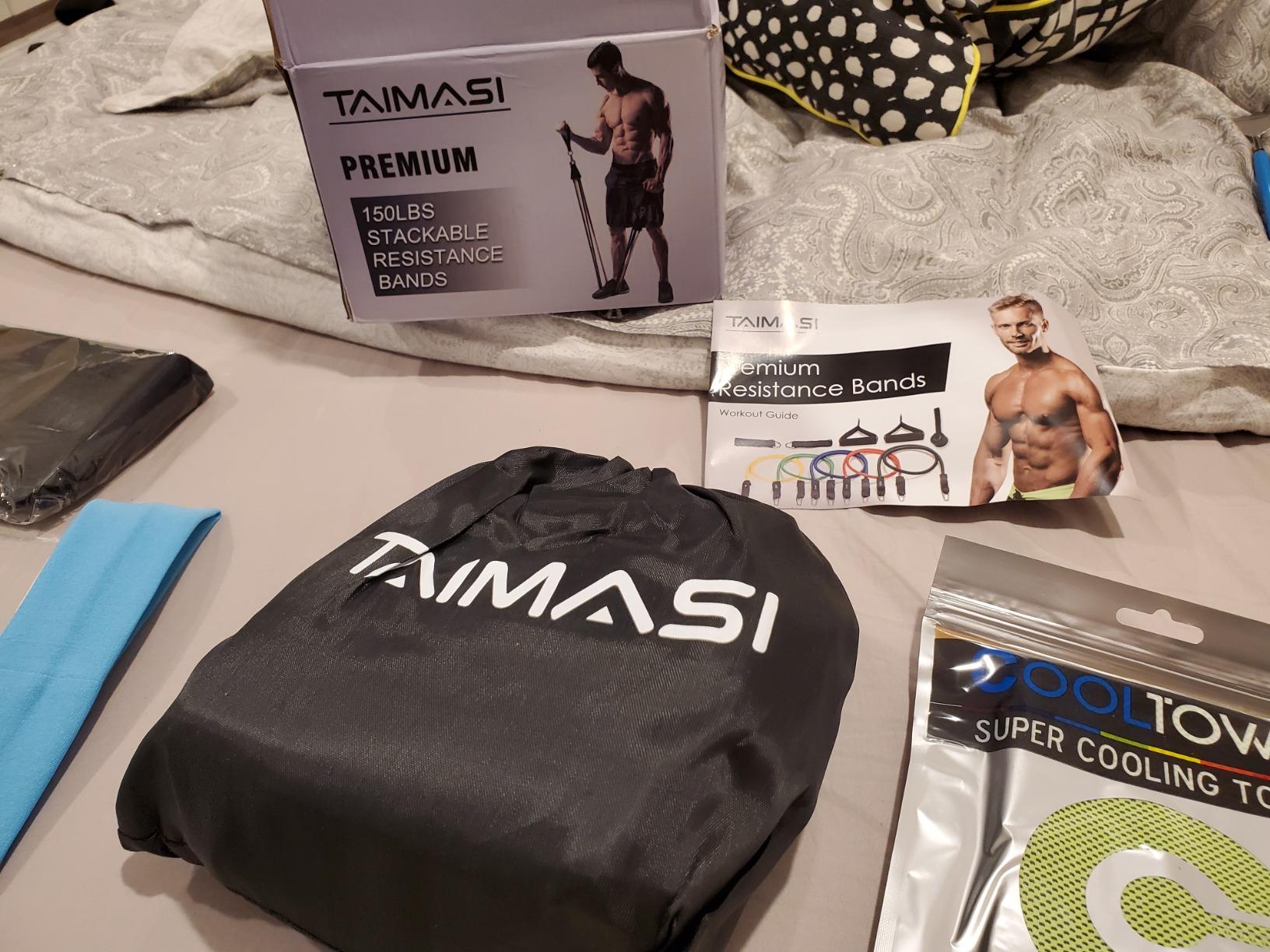 23Pcs Resistance Bands Set Workout Bands, 5 Stackable Exercise Bands with Handles, 5 Resistance Loop Bands, Jump Rope, Figure 8 Resistance Bands, Headband, Cooling Towel customer photo 2