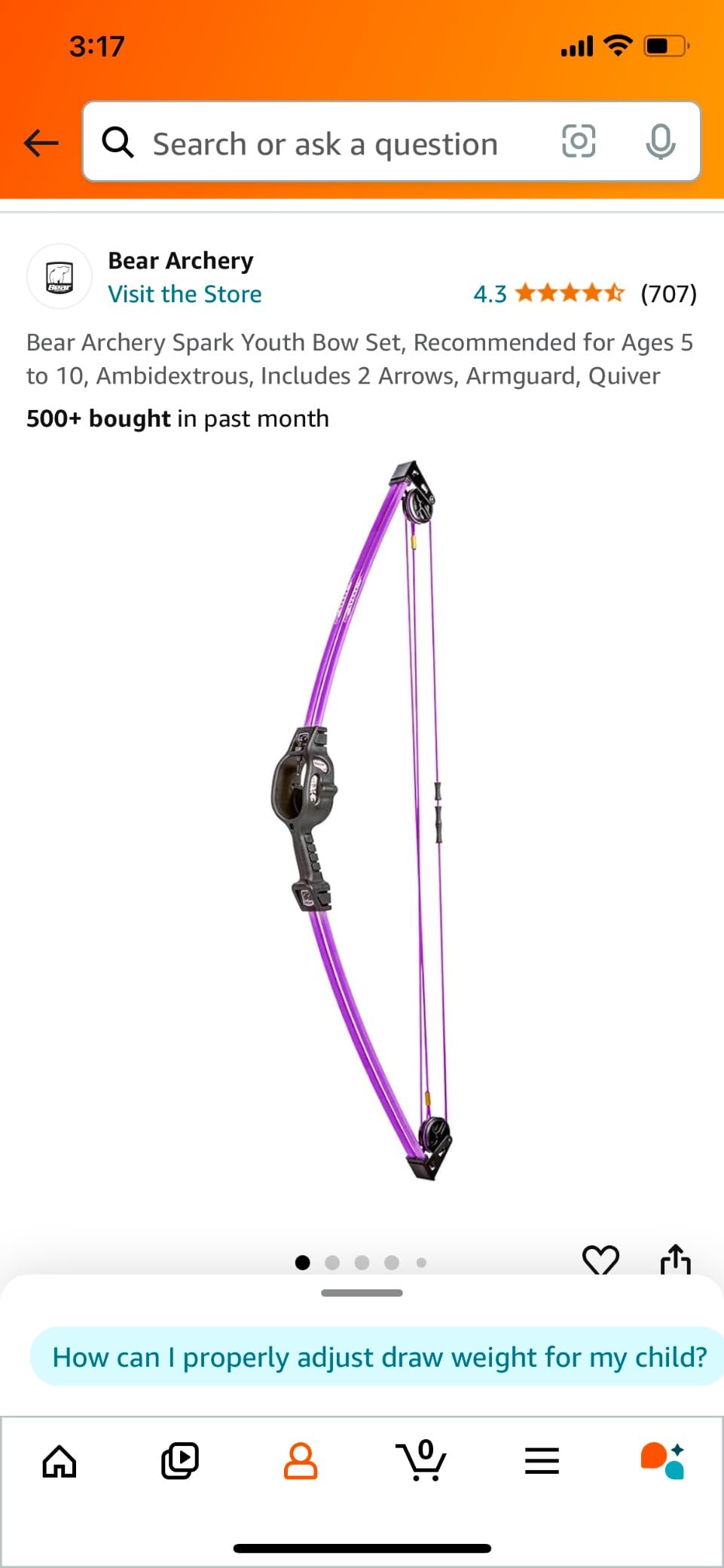 Bear Archery Spark Youth Bow Set, Recommended for Ages 5 to 10, Ambidextrous, Includes 2 Arrows, Armguard, Quiver customer photo 2