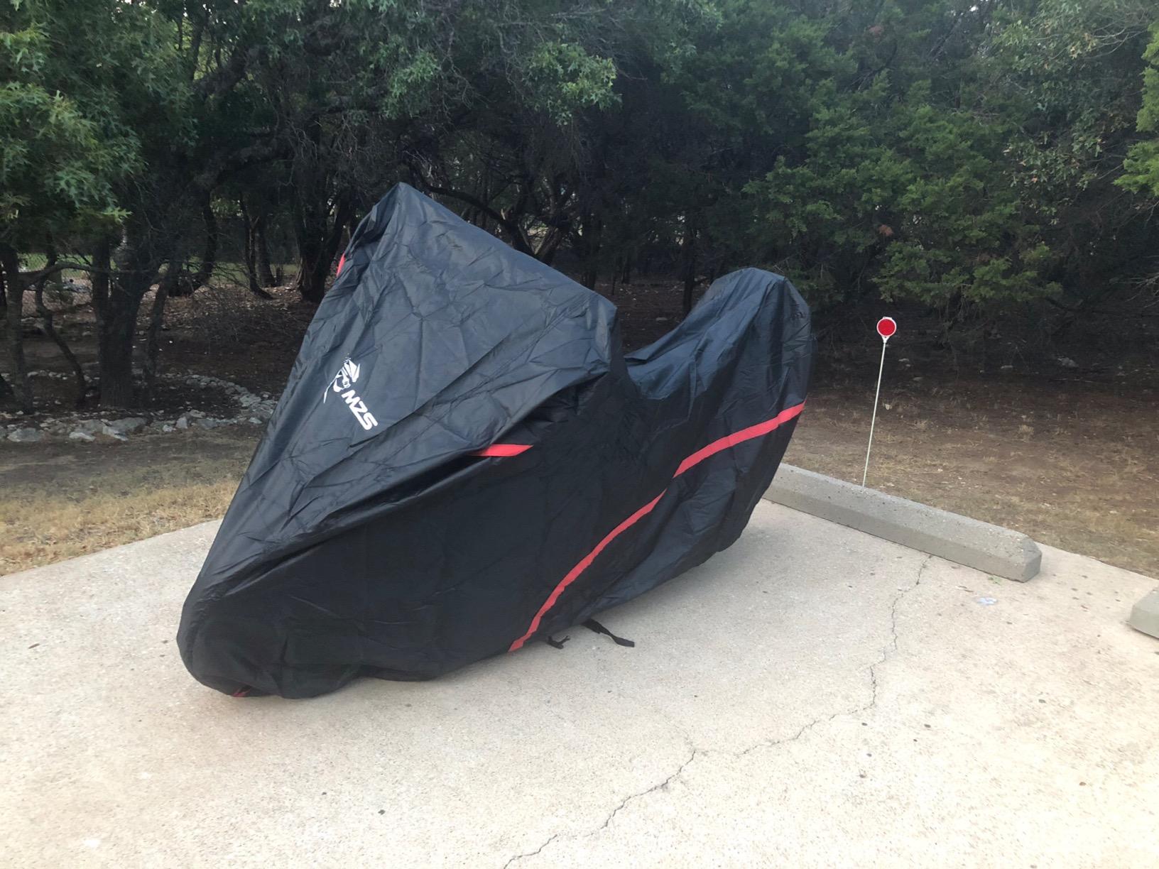 MZS Motorcycle Cover - All Season Weather Outdoor Waterproof Protection fits up to 86 inch L Compatible Sport Bikes Cruiser - Vents Night Reflective Tear Scratch Proof Sunblock Adjuster Buckle customer photo 2