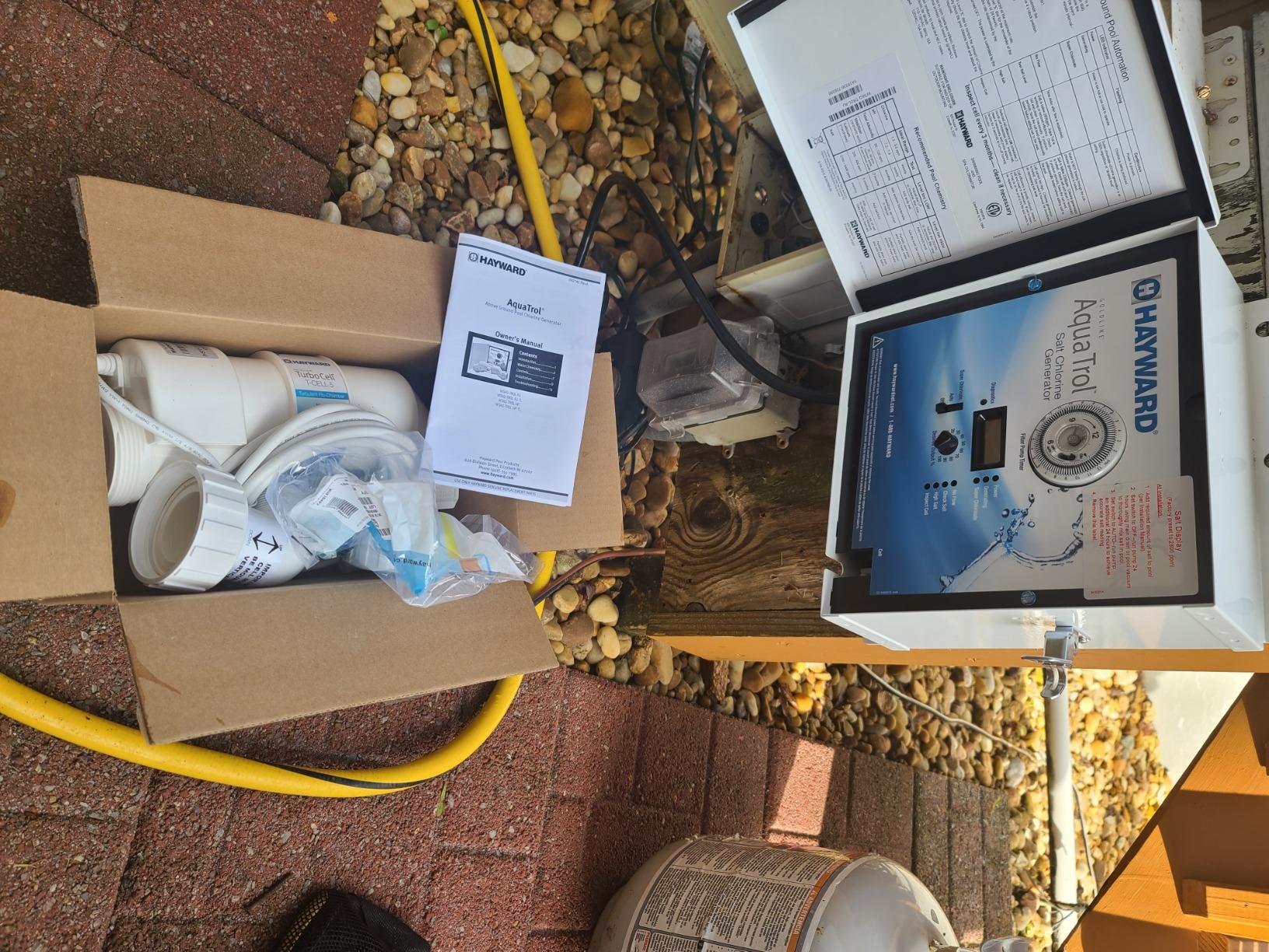 Hayward W3AQ-TROL-RJ AquaTrol Salt Chlorination System for Above-Ground Pools up to 18,000 Gallons with Return Jet Fittings, Straight Blade Line Cord and Outlet customer photo 1