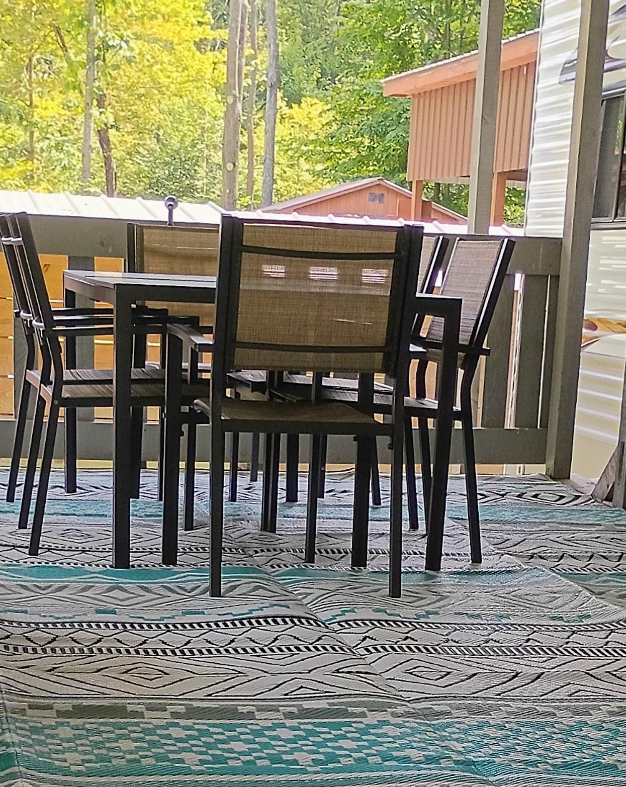 Homall Patio Dining Set 7 Pieces Outdoor Furniture with Large Table and 6 Textilene Chairs for Porch, Poolside, Yard and Garden, Light Grey customer photo 2