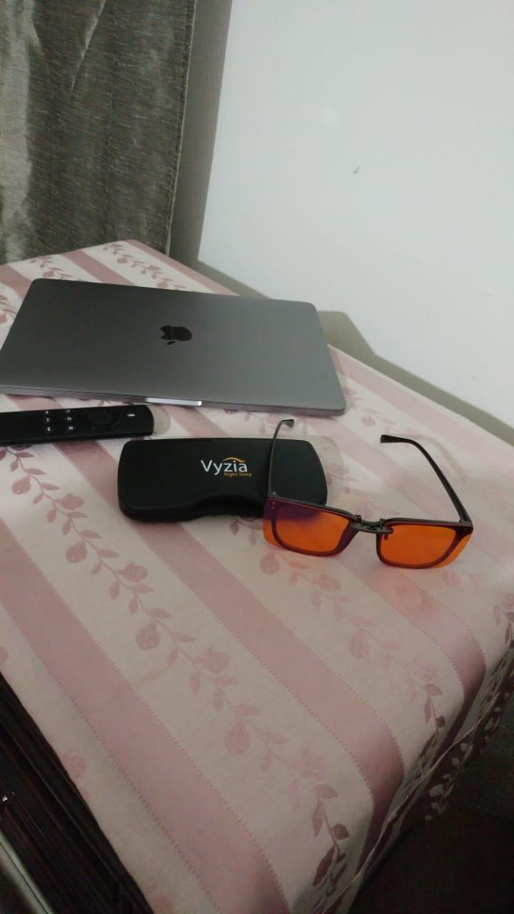 Vyzia Clip On Blue Light Blocking Glasses For Sleep | Fits Over Prescription Glasses, Orange Lenses Help Reduce Computer Eye Strain and Induce Sleep customer photo 1