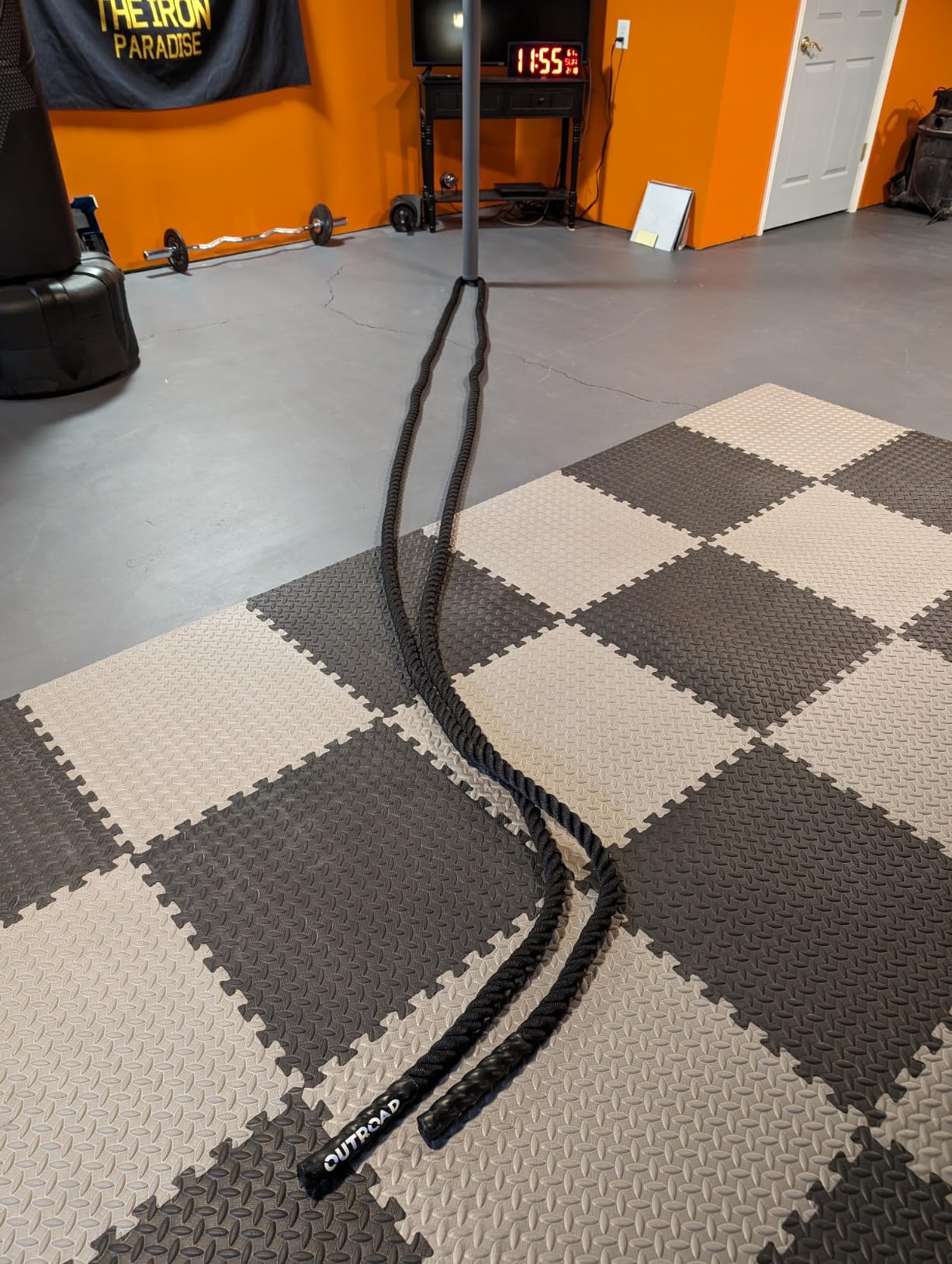 Battle Ropes 1.5 inch 30 ft - Polyester Workout Rope Heavy for Home Body Workouts Building Muscle, Black customer photo 1