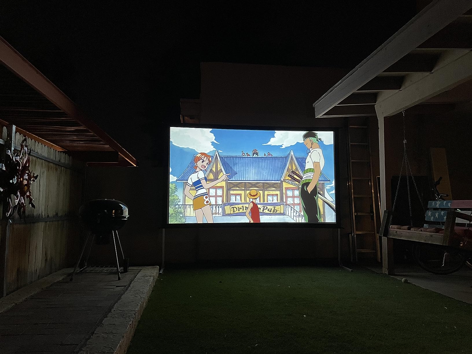 Projector Screen Outdoor,JWSIT 120 inch Outdoor Movie Screen-Upgraded 3 Layers PVC 16:9 Projector Screen,Portable Video Projection Screen with Carrying Bag for Home Theater Backyard customer photo 2