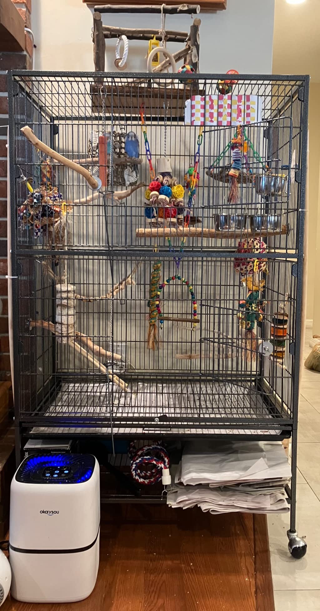 Topeakmart Wrought Iron Large Flight Parrot Bird Cage with Rolling Stand for Multiple Parakeets Conure Cockatiel Cage customer photo 2