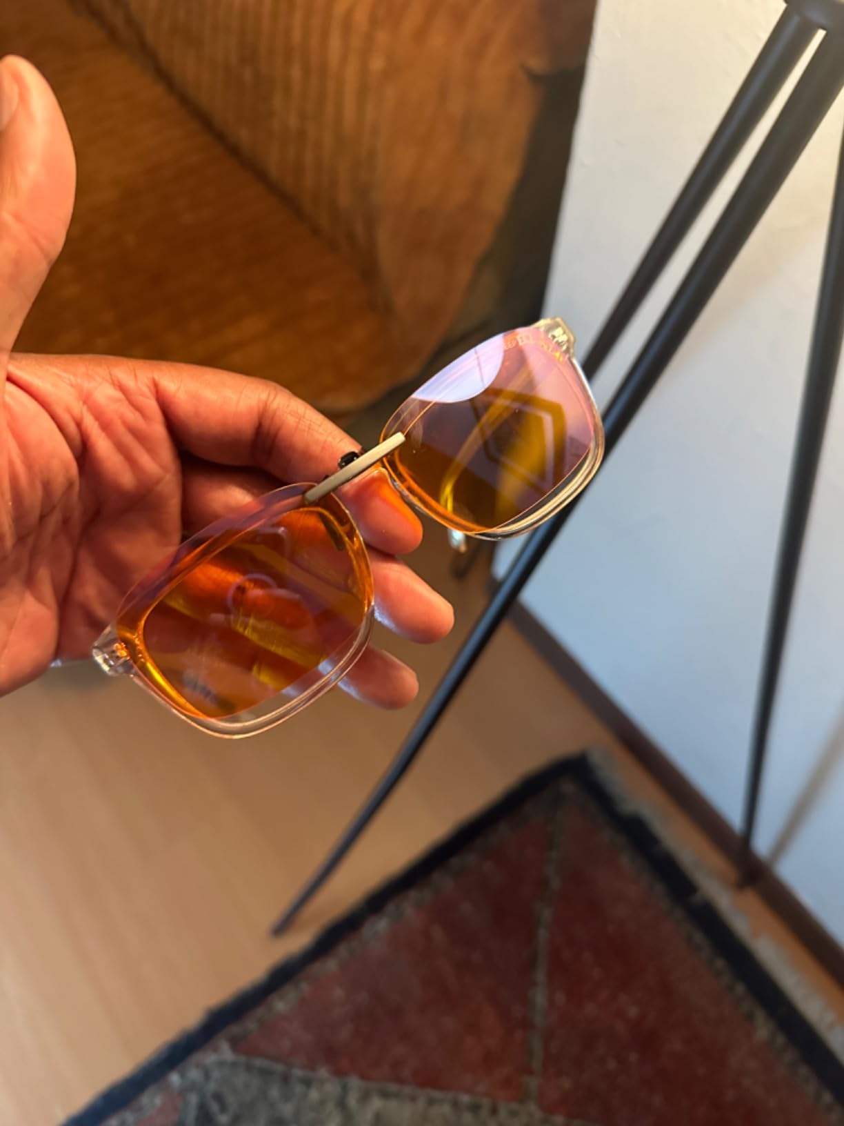 100% Clip On Blue Light Blocking Glasses - Better Sleep Anti Eye Strain - Computer Gaming for Women Men - Metal - 99% Night-time Amber Lens customer photo 2