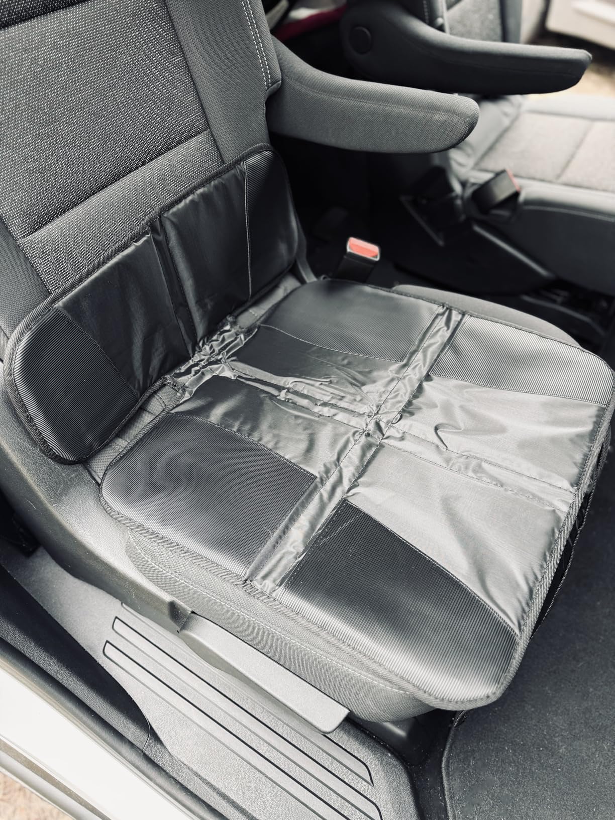 Car Seat Protector - Seat Protection Mat - Thick Padding - Durable, Waterproof Fabric, Leather Reinforced Corners & 3 Pockets for Handy Storage Black customer photo 2