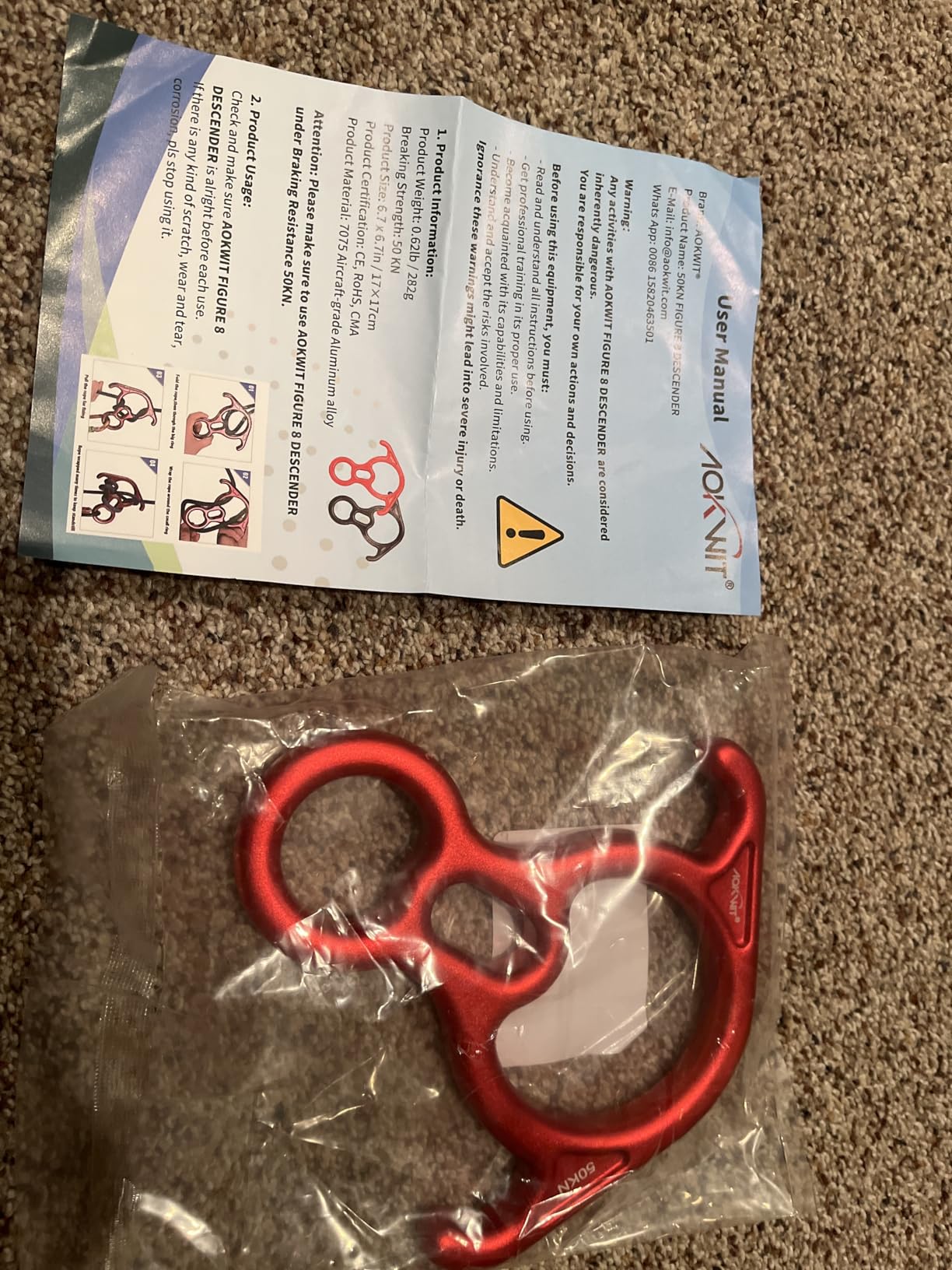 50KN Rescue Figure, 8 Descender Large Bent-Ear Belaying and Rappelling Gear Belay Device Climbing for Rock Climbing Peak Rescue 7075 Aluminum Alloy customer photo 1