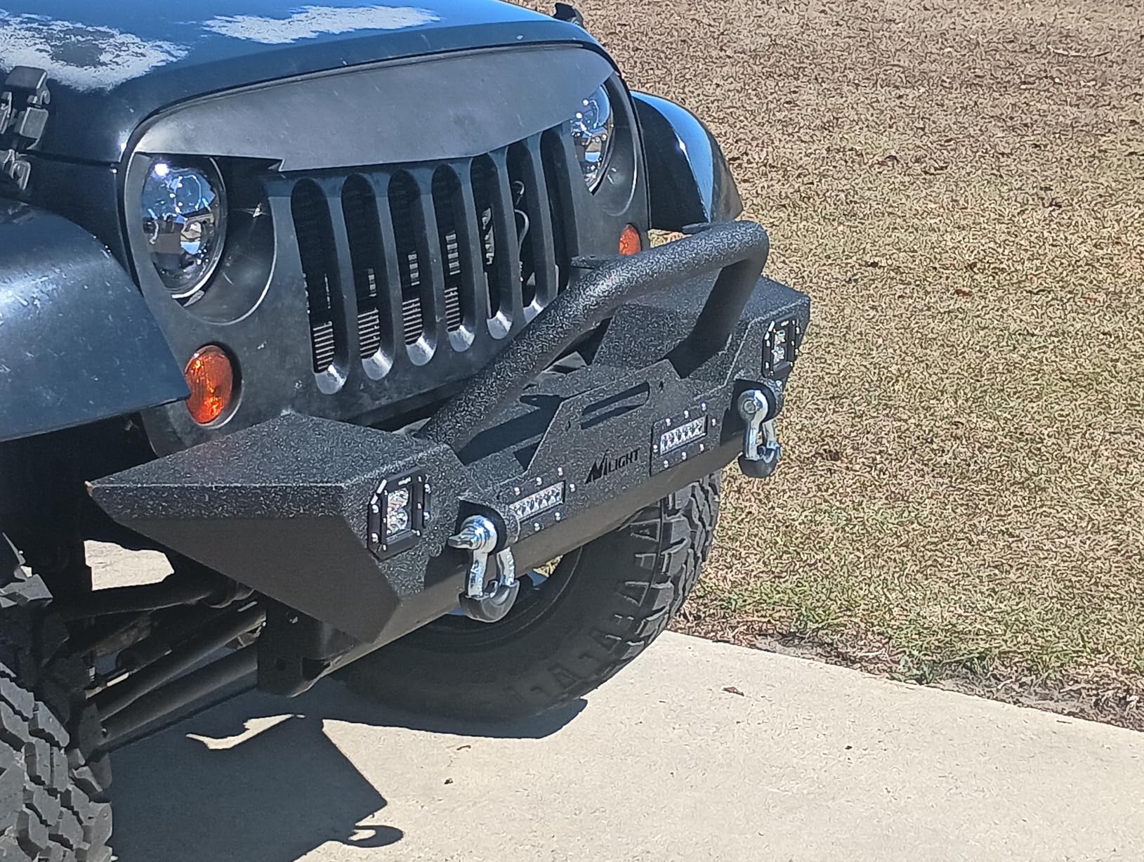 Nilight Front Bumper Compatible for 2007 2008 2009 2010 2011 2012 2013 2014 2015 2016 2017 2018 Jeep Wrangler JK/JKU Rock Crawler Winch Plate customer photo 1