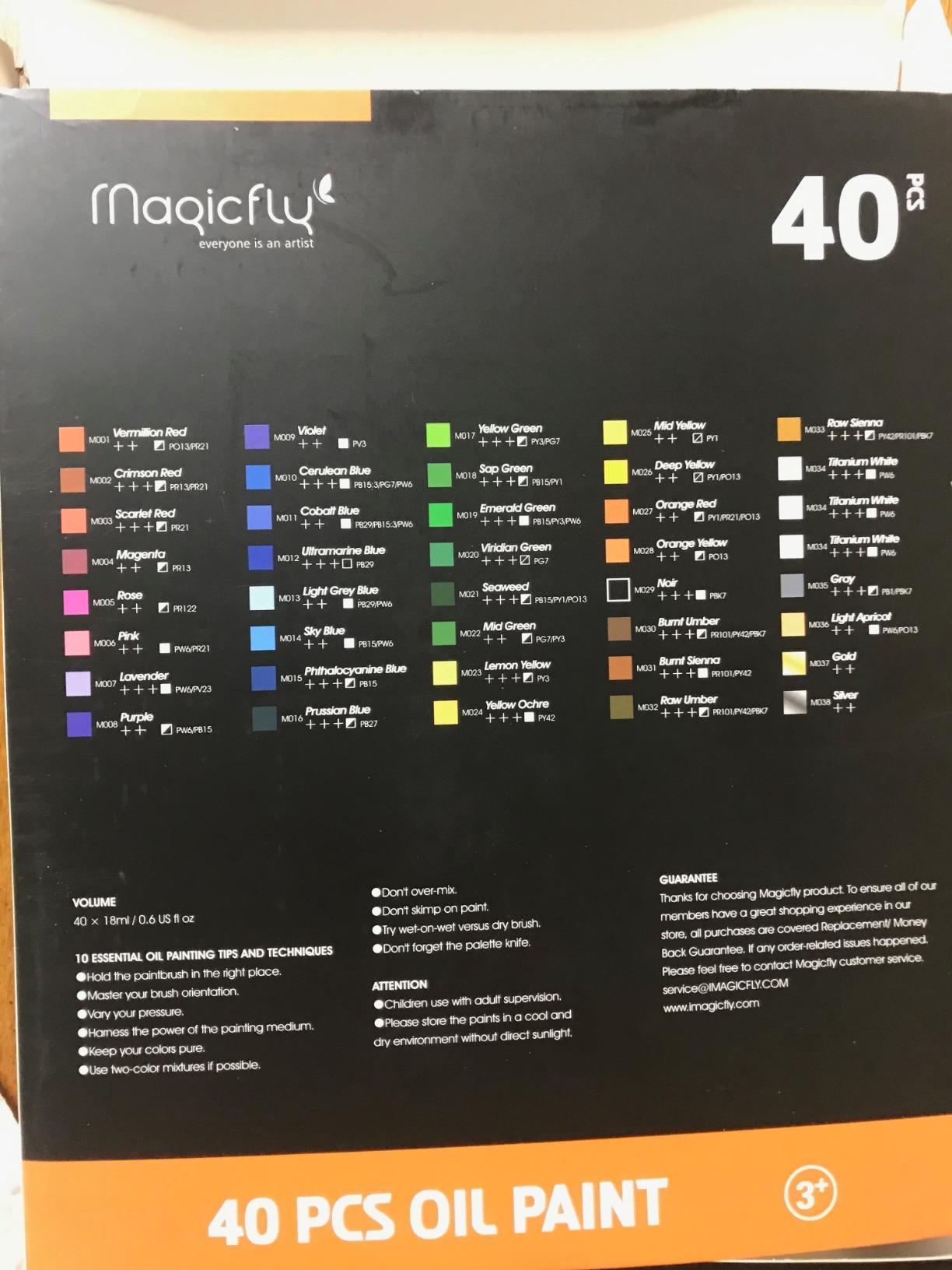 Magicfly Oil Paint, 40pcs (18ml/0.6oz), Rich Pigments, Vibrant, Non Toxic Paints for Professional Artist, Hobby Painters & Kids, Ideal for Canvas Painting, Packaged in Exquisite Box for Gift customer photo 2