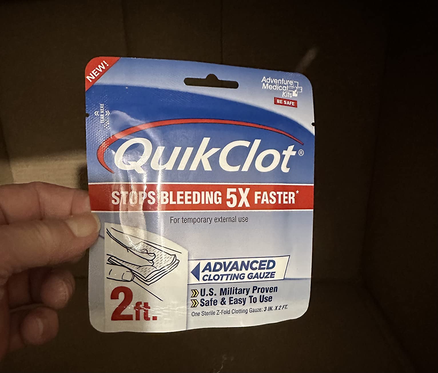 Adventure Medical Kits QuikClot Advanced Clotting Gauze - Stops Bleeding Up to 5X Faster Than Standard Gauze - Kaolin Hemostatic Dressing - 3 x 24 customer photo 2