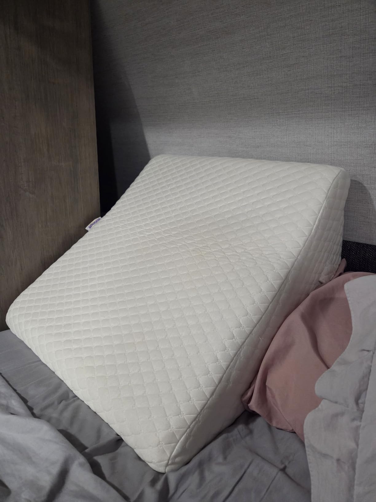 Wedge Pillow for Sleep Apnea, 12 Inch Adjustable Height Bed Wedge Pillow for Headboard, Gerd, Acid Reflux Relief, Snoring, and Post Surgery Recovery. Bed Pillow for Sitting Up in Bed customer photo 1