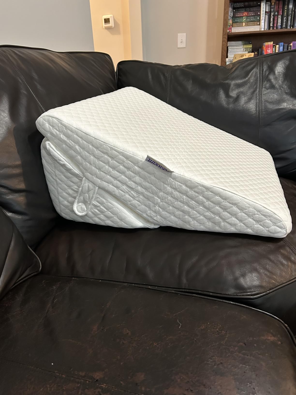 Wedge Pillow for Sleep Apnea, 12 Inch Adjustable Height Bed Wedge Pillow for Headboard, Gerd, Acid Reflux Relief, Snoring, and Post Surgery Recovery. Bed Pillow for Sitting Up in Bed customer photo 2