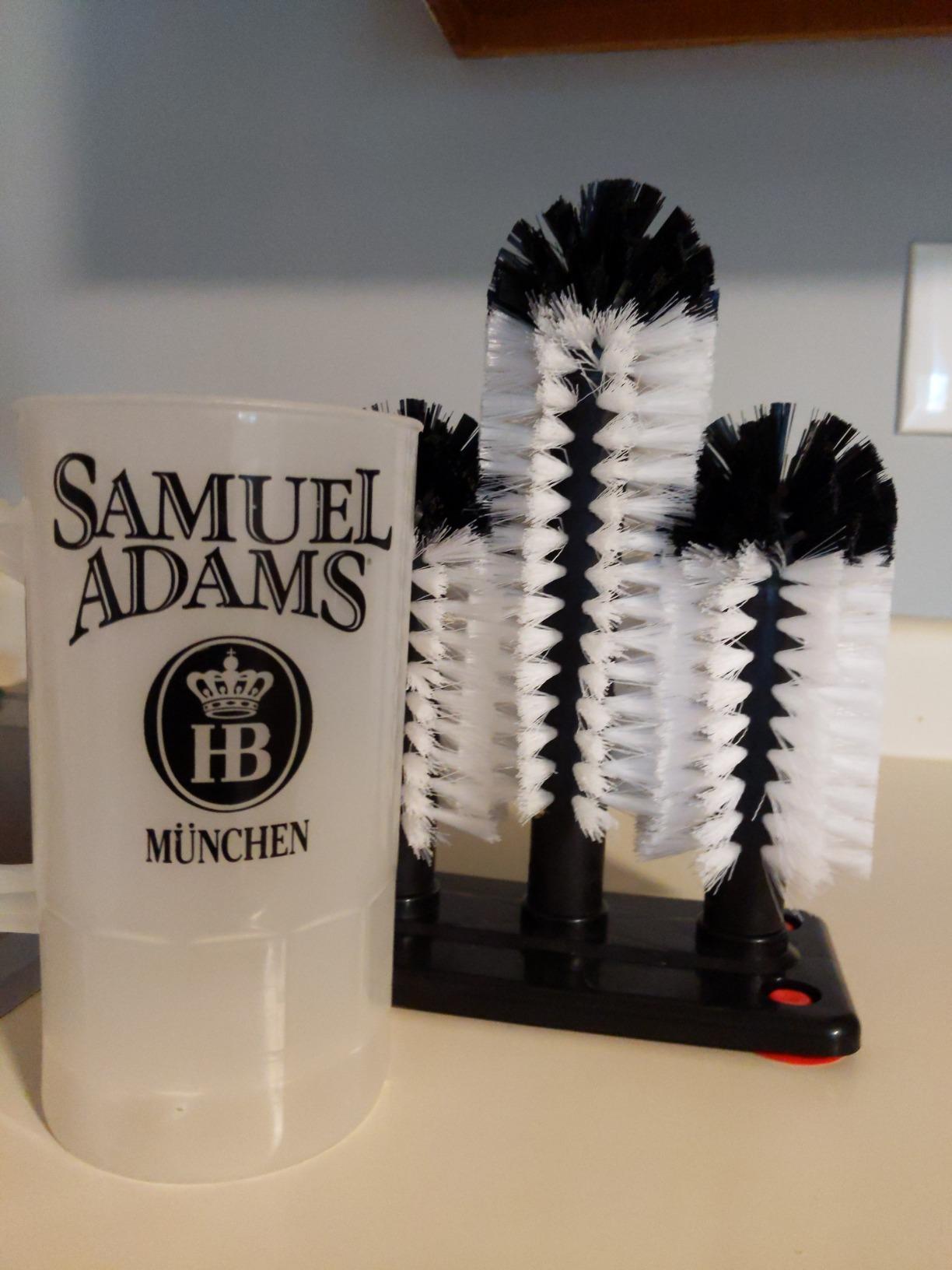 Water Bottle Cleaning Brush Glass Cup Washer with Suction Base 3 Head Bristle Brush for Beer Cup, Long Leg Cup, Red Wine Glass and More Bar Kitchen Sink Home Tools customer photo 2