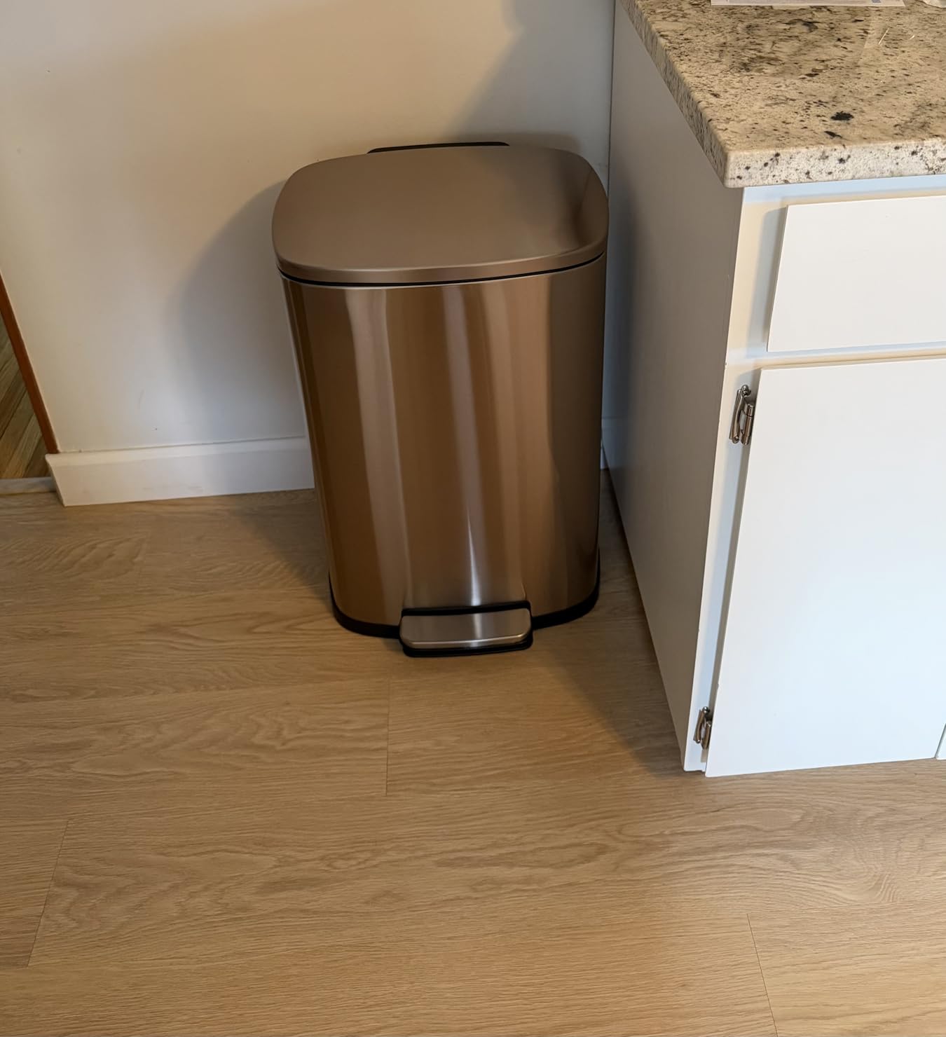 iTouchless 13.2 Gallon Step Trash Can with Odor Control Filter, Stainless Steel Kitchen Garbage Can, 50 Liter, Silent Soft-Close Step Pedal, Fingerprint-Proof, Ivory White customer photo 1