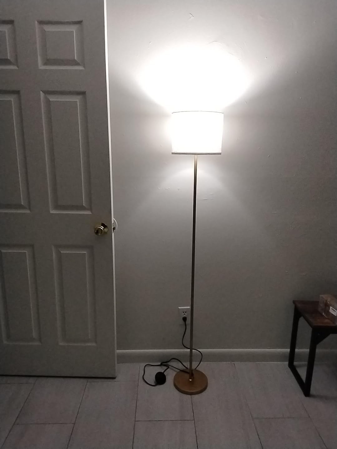 Modern Floor Lamp Simple Design with White Shade, Foot Pedal Switch, 60