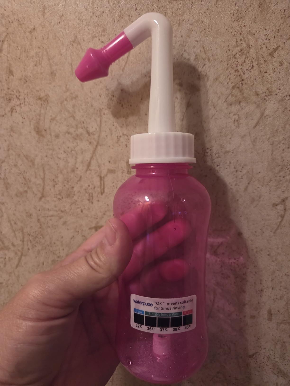 Waterpulse Neti Pot Sinus Rinsing,Nasal Wash Bottle Sinus Rinsing Bottle Cleaner Pressure Irrigation Neti-Pot with Sticker Thermometer for Adult & Kid (300ml with 30 Nasal Wash Salt Packets,Blue) customer photo 1