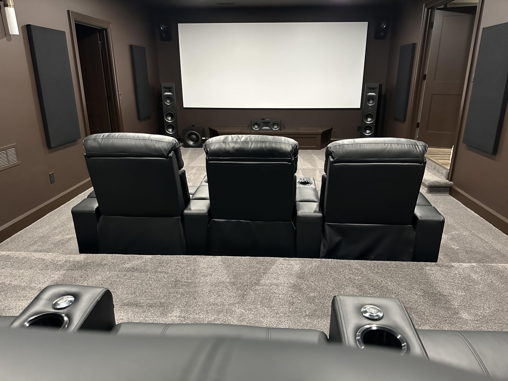 Valencia Piacenza 2025 Power Headrest Home Theater Seat - Premium Italian Leather Recliner with Cooling Gel Memory Foam, Motorized Headrest, USB Charging & LED Lights (Row of 2) customer photo 2