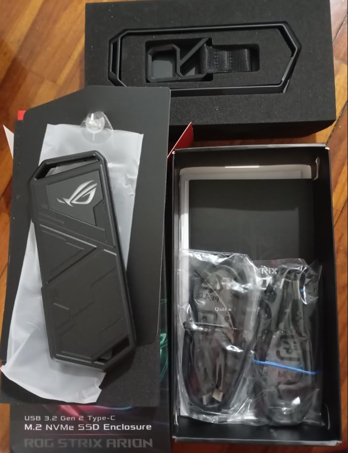 ASUS ROG STRIX Arion Aluminum Alloy M.2 NVMe SSD External Portable Enclosure Case Adapter, USB 3.2 Gen 2 Type-C (10 Gbps), USB-C to C and USB-C to A Cables, Fits PCIe 2280/2260/2242/2230 M Key/B+M Key customer photo 2