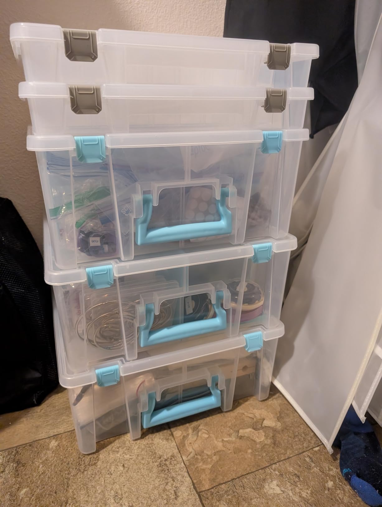 ArtBin 6990SA Super Satchel Double Deep Compartment Box - Art Storage with 8 Removable Compartments, Smart Closure for Craft Supplies (Clear & Aqua- Pack of 1) customer photo 1