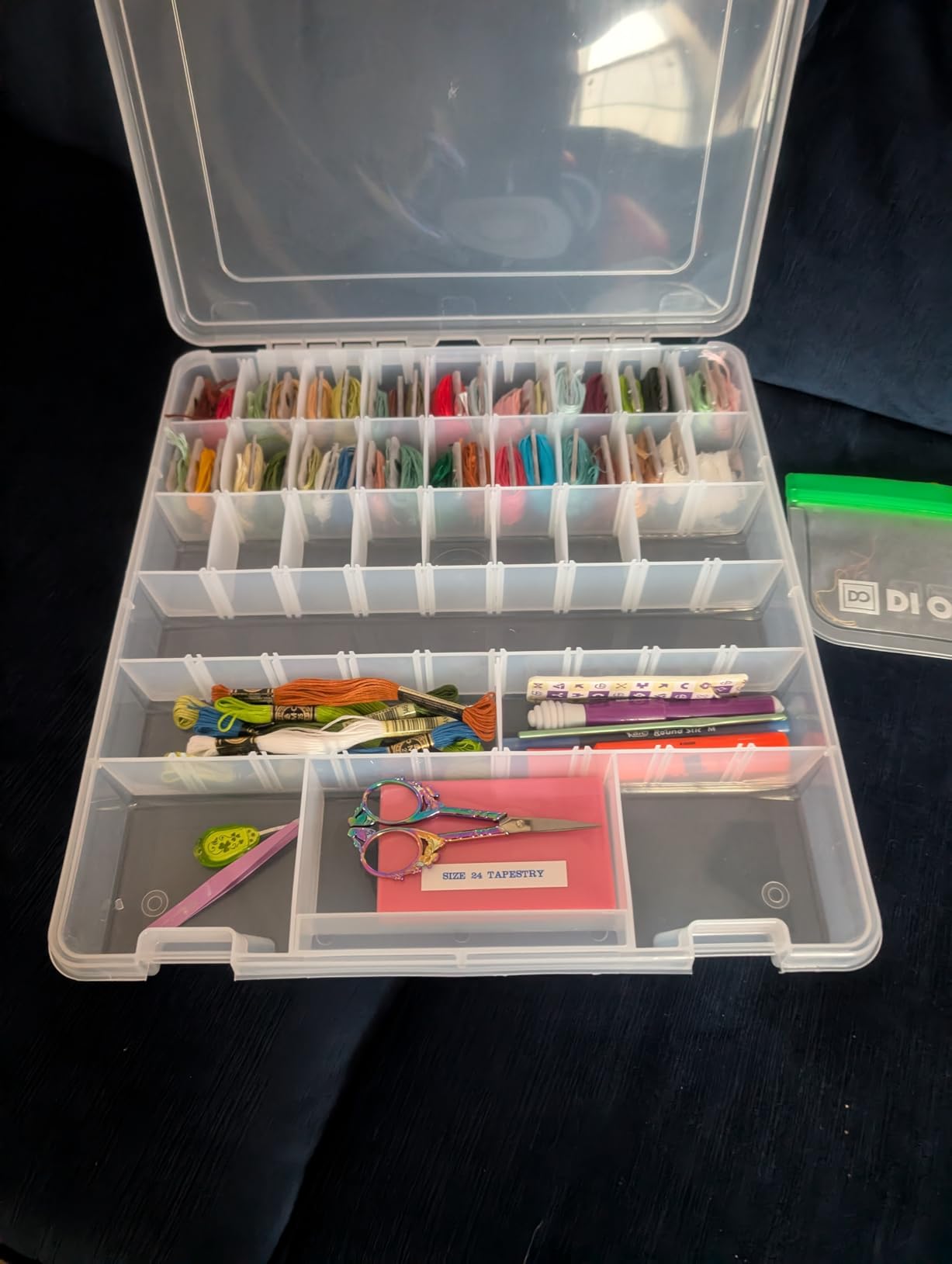 ArtBin 6990SA Super Satchel Double Deep Compartment Box - Art Storage with 8 Removable Compartments, Smart Closure for Craft Supplies (Clear & Aqua- Pack of 1) customer photo 2