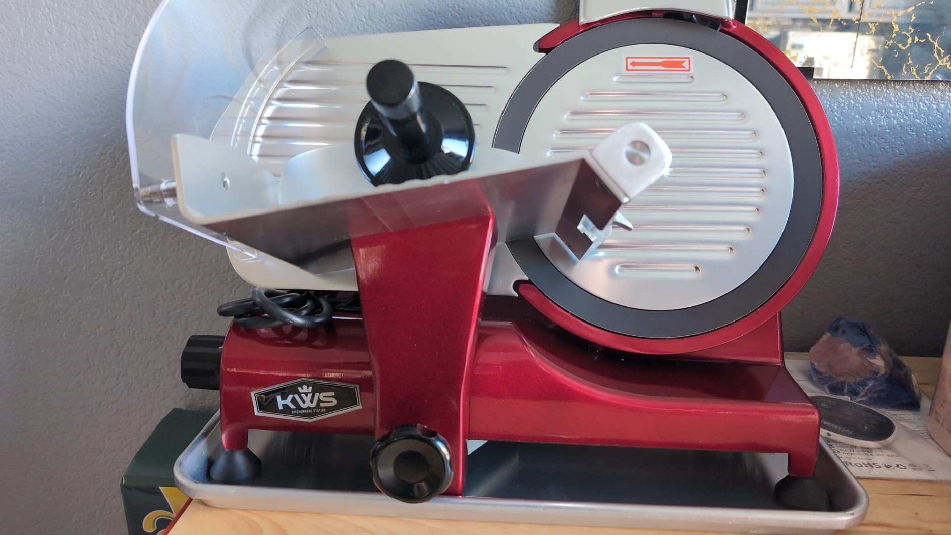KWS MS-10XT Premium 320W Electric Meat Slicer 10-Inch in Red with Non-sticky Teflon Blade, Frozen Meat/Deli/Cheese/Food Slicer Low Noises Commercial and Home Use [ ETL, NSF Certified ] customer photo 1
