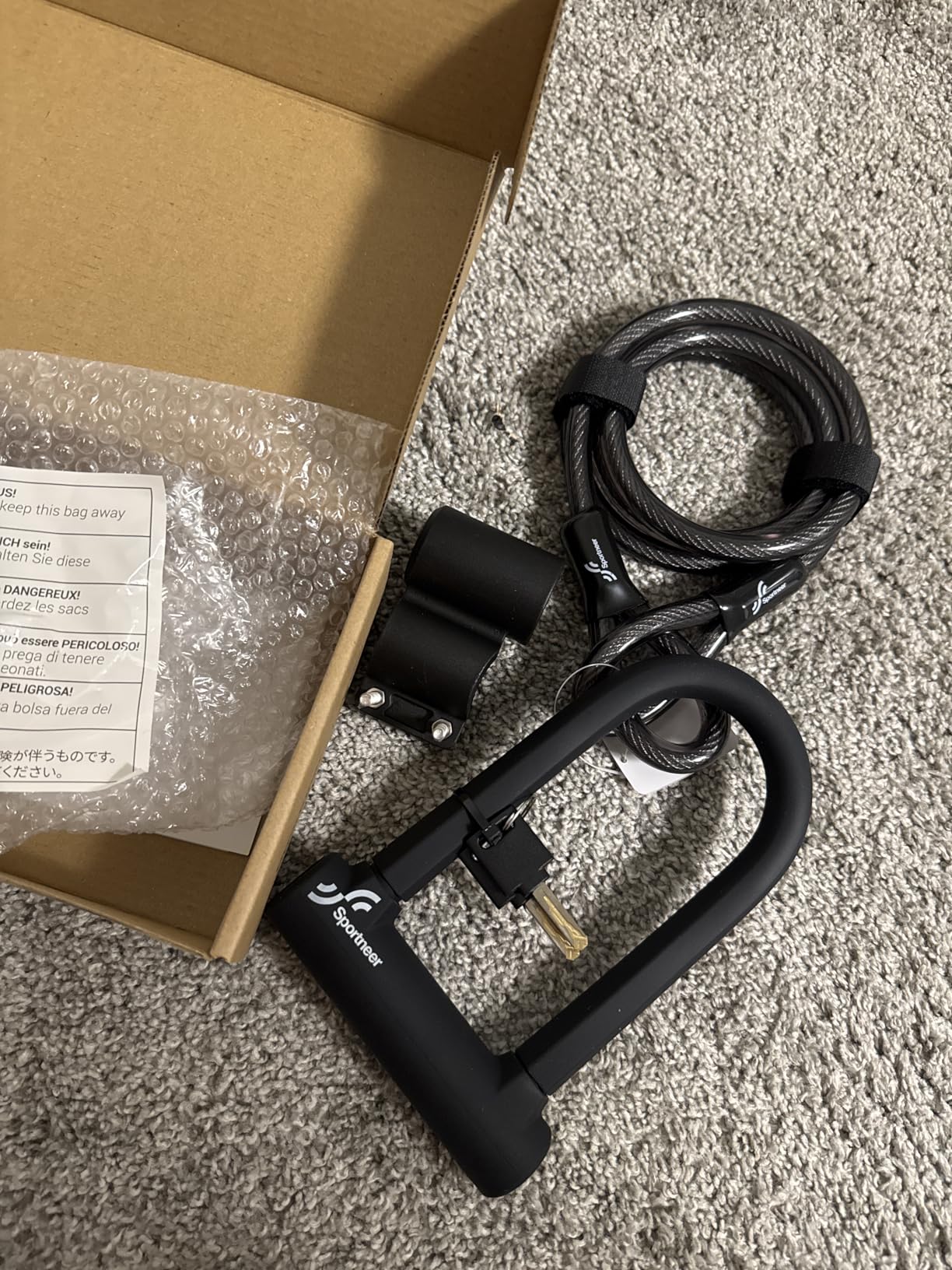 Sportneer Bike Lock: Heavy Duty Anti Theft Bike U Lock with 5ft Security Steel Cable - 17mm Shackle Bicycle U-Locks with 2 Keys & Mounting Bracket customer photo 1