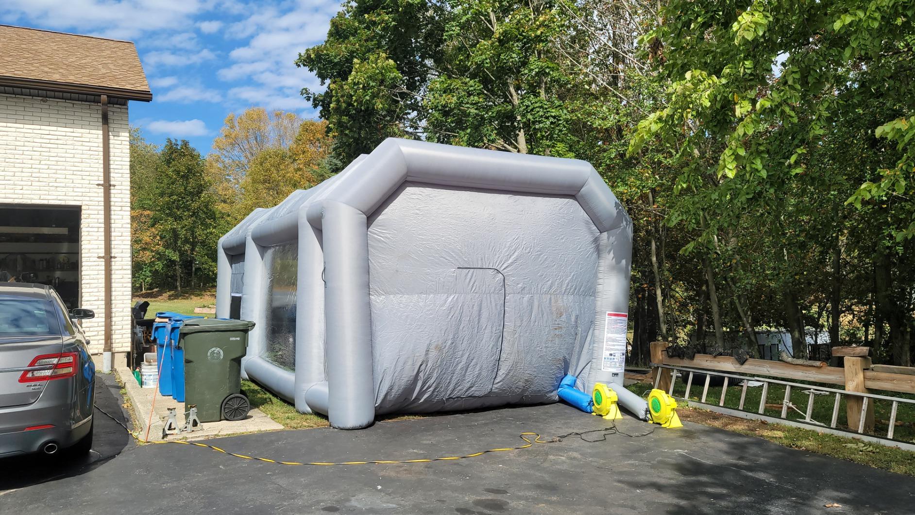Sewinfla Professional Inflatable Paint Booth 33x16.5x11.5Ft with 2 Blowers (950W+950W) & Air Filter System Portable Paint Booth Tent Garage Inflatable Spray Booth Painting for Cars customer photo 1