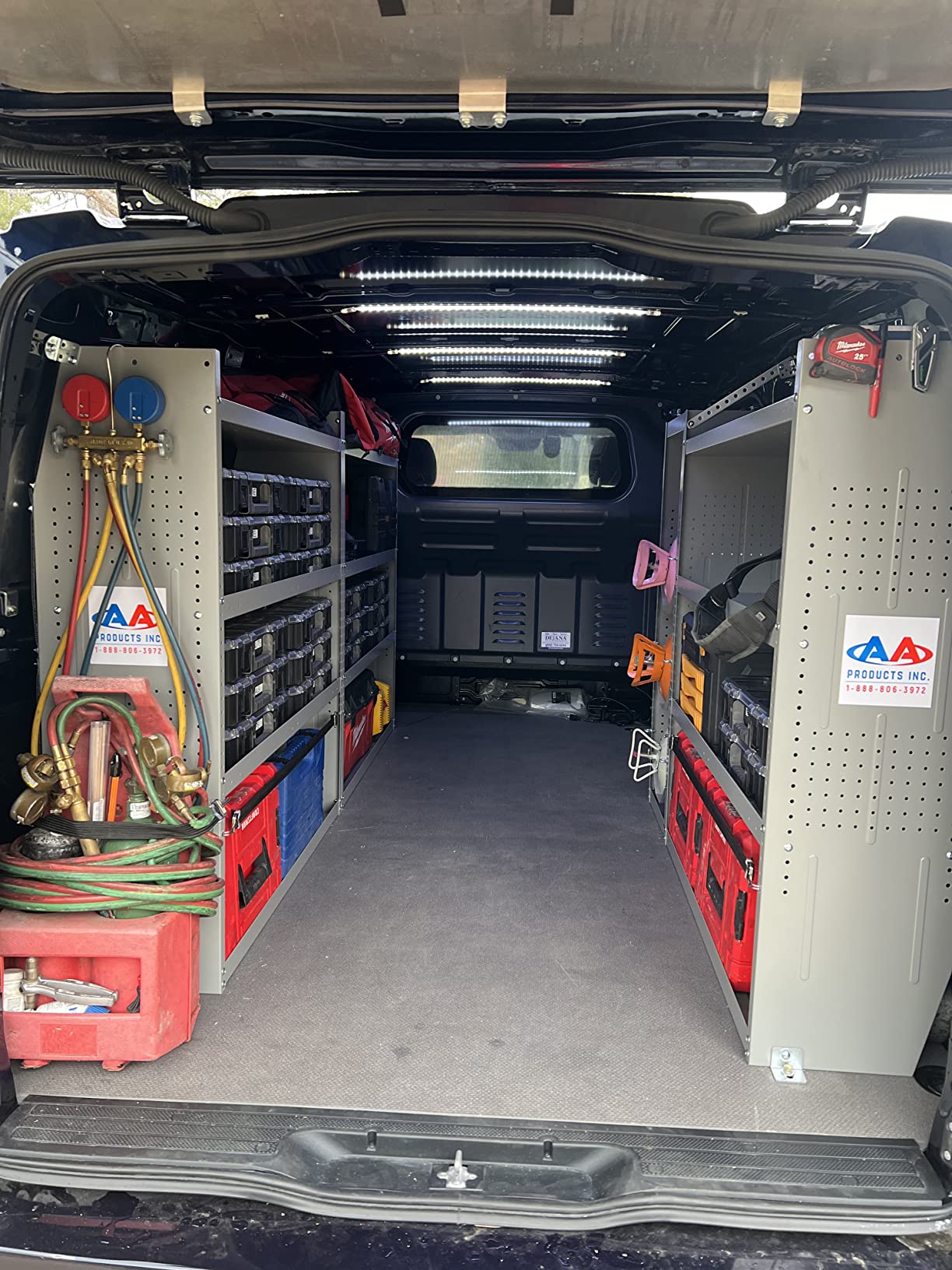 AA Products Inc. SH-4604 Steel Low/Mid/High Roof Van Shelving Storage System Fits Transit, GM, NV, Promaster, Sprinter and Metris, Contoured Shelving Unit, 42