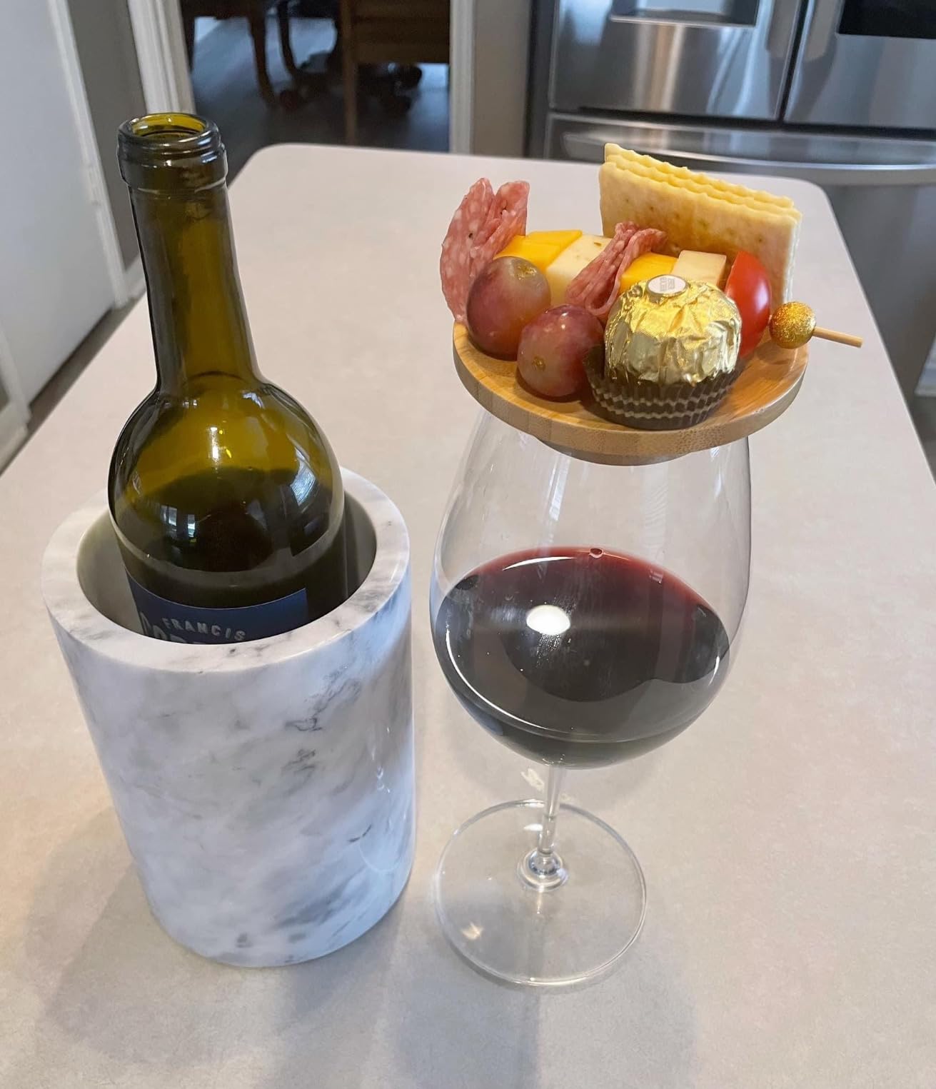 Homeries Marble Wine Chiller Bucket - Wine & Champagne Cooler for Parties, Dinner - Keep Wine & Beverages Cold, Wine Chillers for Bottles - Holds Any 750ml Bottle - Ideal Gift for Wine Enthusiasts customer photo 2