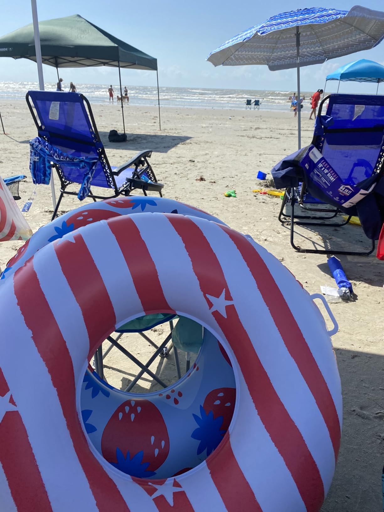 AMMSUN Beach Umbrellas for Sand Heavy Duty Wind Portable, 6.5ft Outdoor Umbrella with Sand Anchor and UV Protection, Parasols Includes Carry Bag for Beach, Patio, and Garden, Yellow Stripes customer photo 2